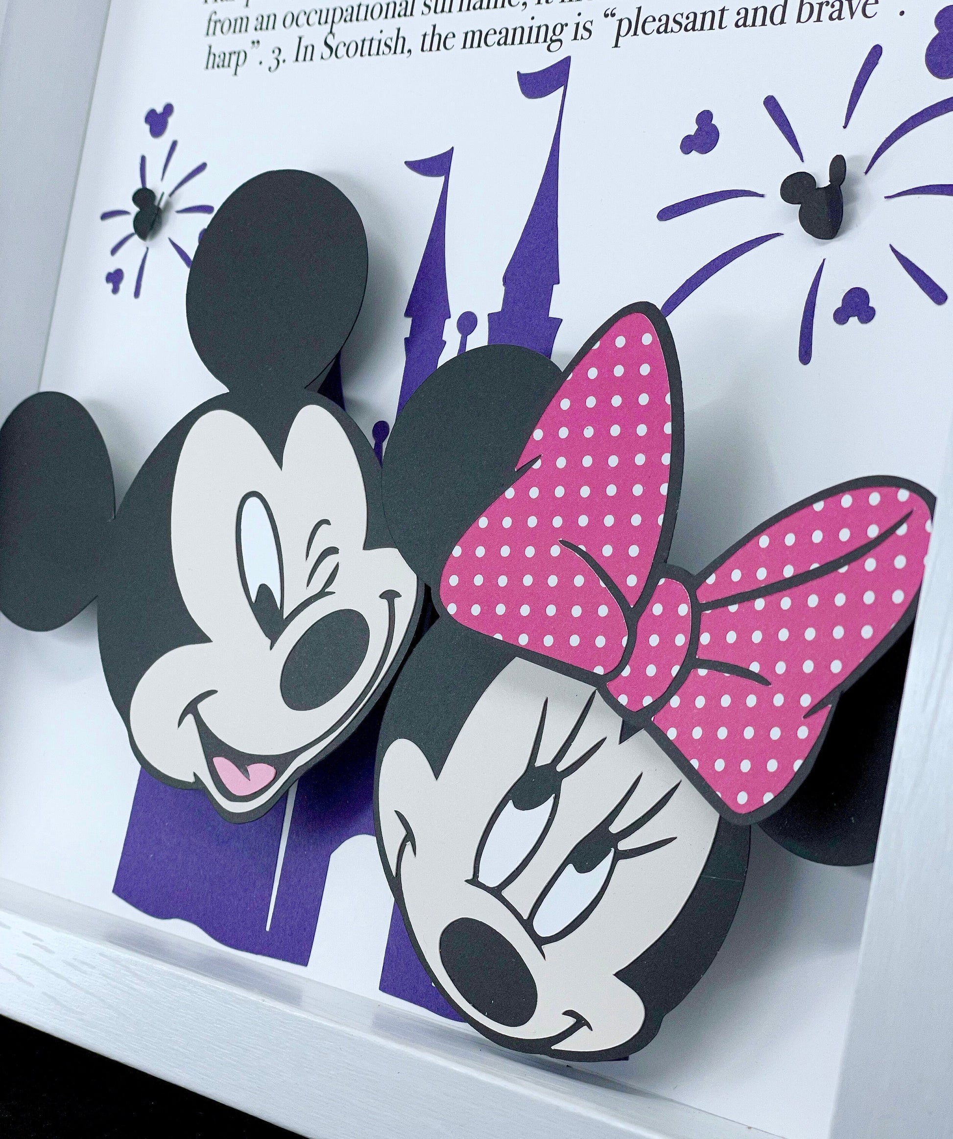 Mickey Mouse & Minnie Mouse Baby Girl Name Sign - Modern Magic Kingdom Nursery Decor - Baby Shower Gift, Magic Kingdom Castle, Baby Name Art