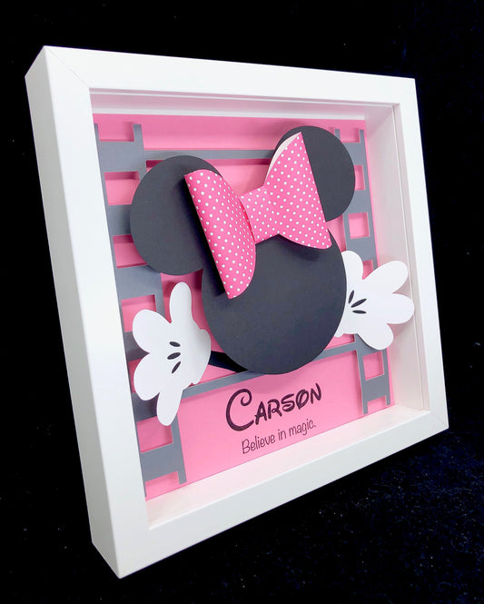 Personalized Minnie Mouse Nursery Name Art, Baby Girl Minnie Art, Minnie Mouse Nursery Decor, Minnie Mouse Framed Art, Baby Girl Shower Gift