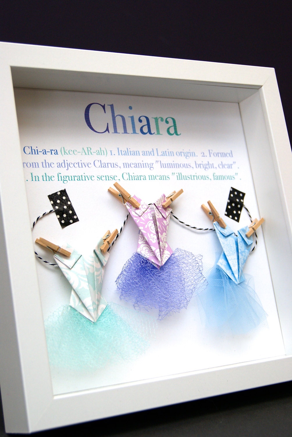 Baby Girl Ballet Frame with Name, Origin & Meaning with Paper Ballerina Tutus, Ballet Nursery Decor, Baby Girl Shower Gift, Ballet Wall Art