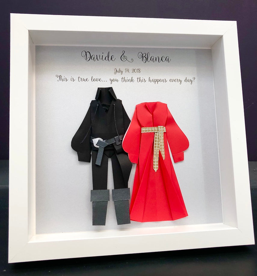 Personalized Princess Bride Wedding/ Anniversary Art in Frame, Princess Bride Valentine's Day Gift