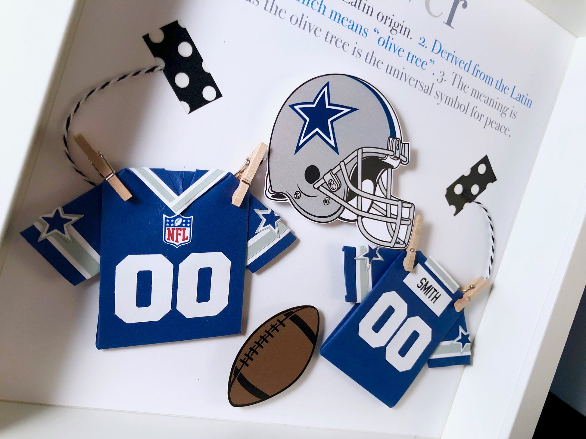 Personalized Baby Boy Football Frame NFL Dallas Cowboys Gift with Name, Origin & Meaning, NFL Cowboys Shirt, Football Nursery Decor Wall Art