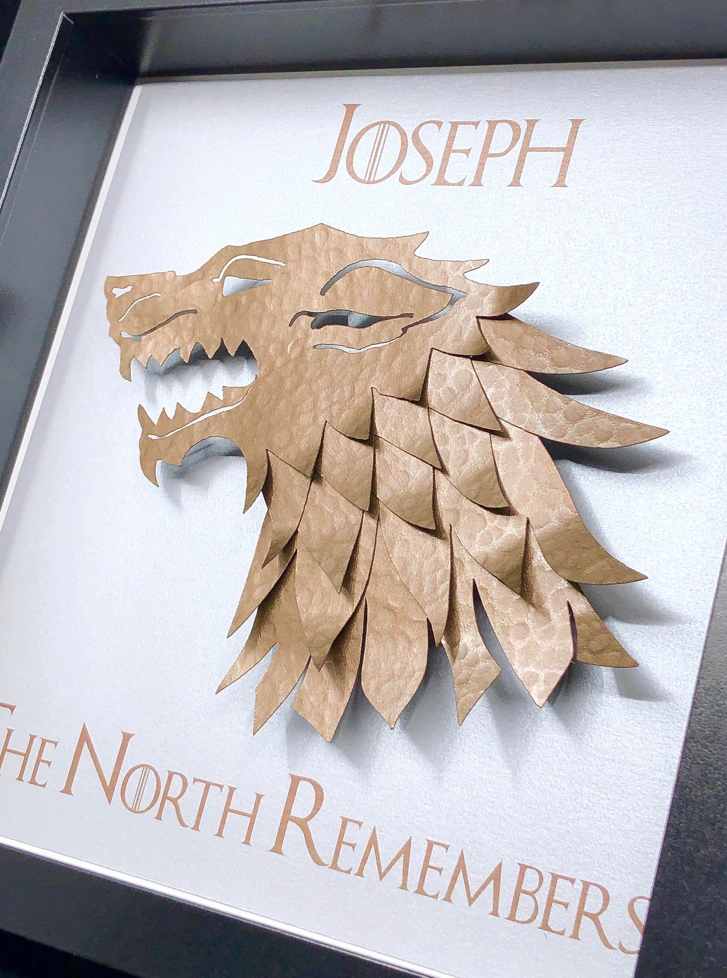 Personalized Game of Thrones Gift, Game of Thrones Frame, Game of Thrones Wall Art, The North Remembers, House Stark, Direwolf