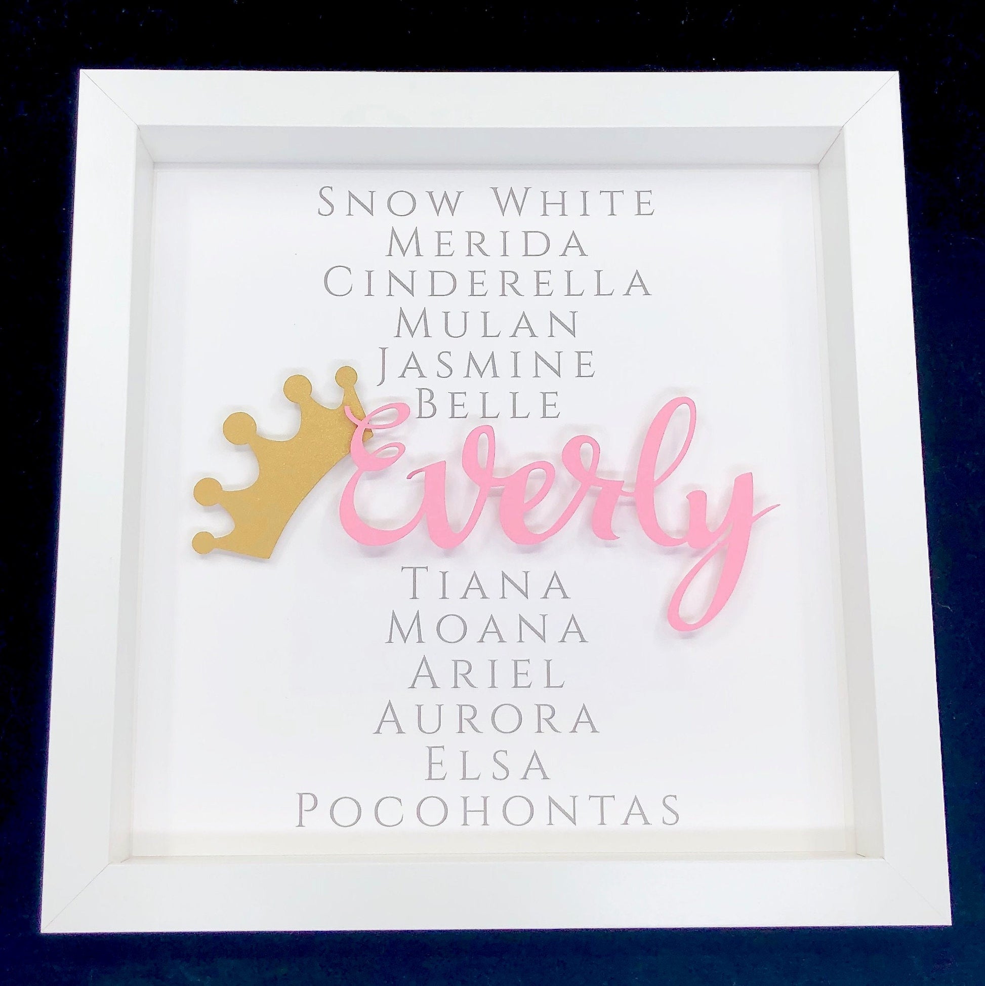 Adorable Baby Girl Princess Name Sign - Modern Boho Pink Princess Nursery Decor, Baby Girl Name Gift with Princess Tiara, Unique Shower Gift