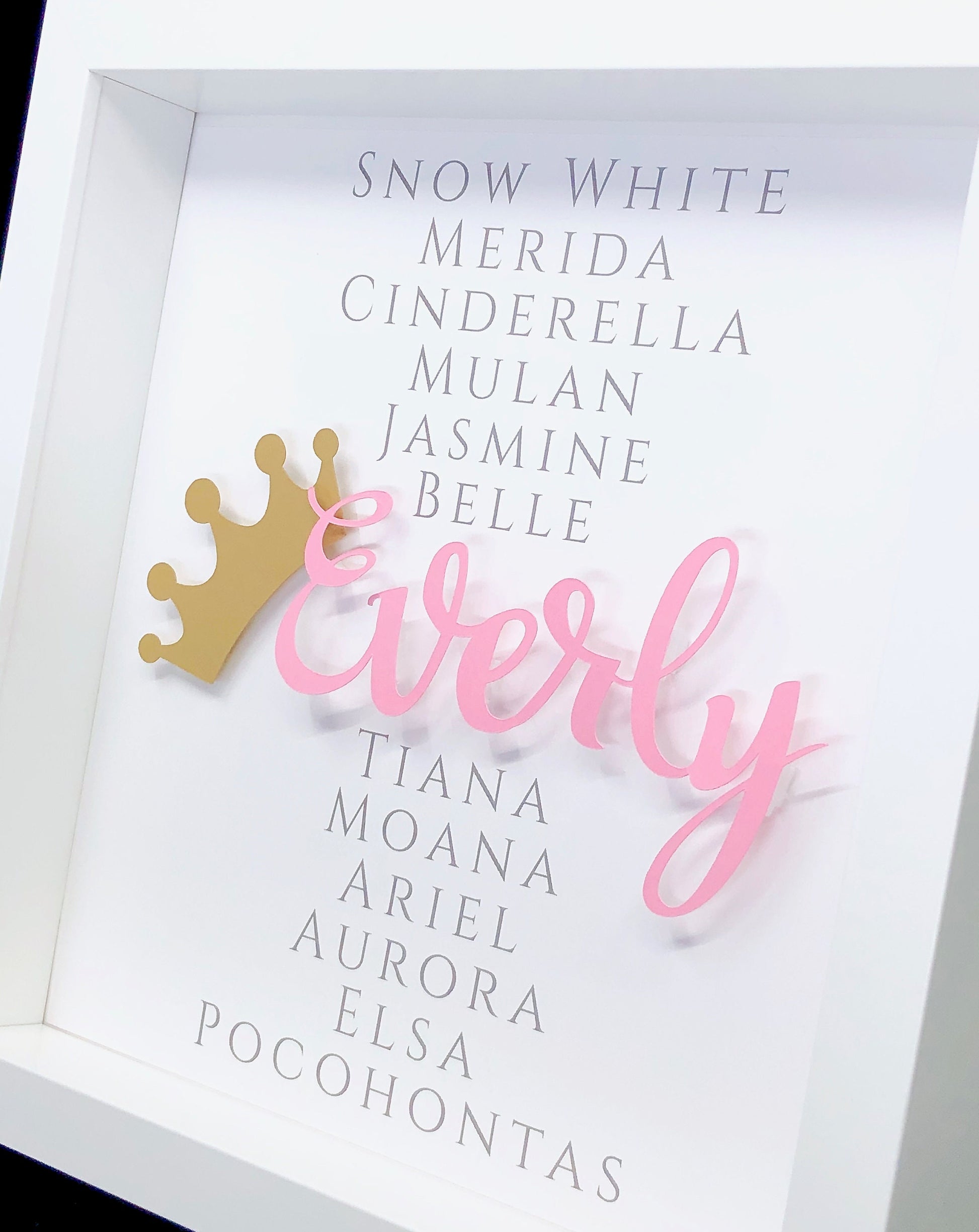 Adorable Baby Girl Princess Name Sign - Modern Boho Pink Princess Nursery Decor, Baby Girl Name Gift with Princess Tiara, Unique Shower Gift