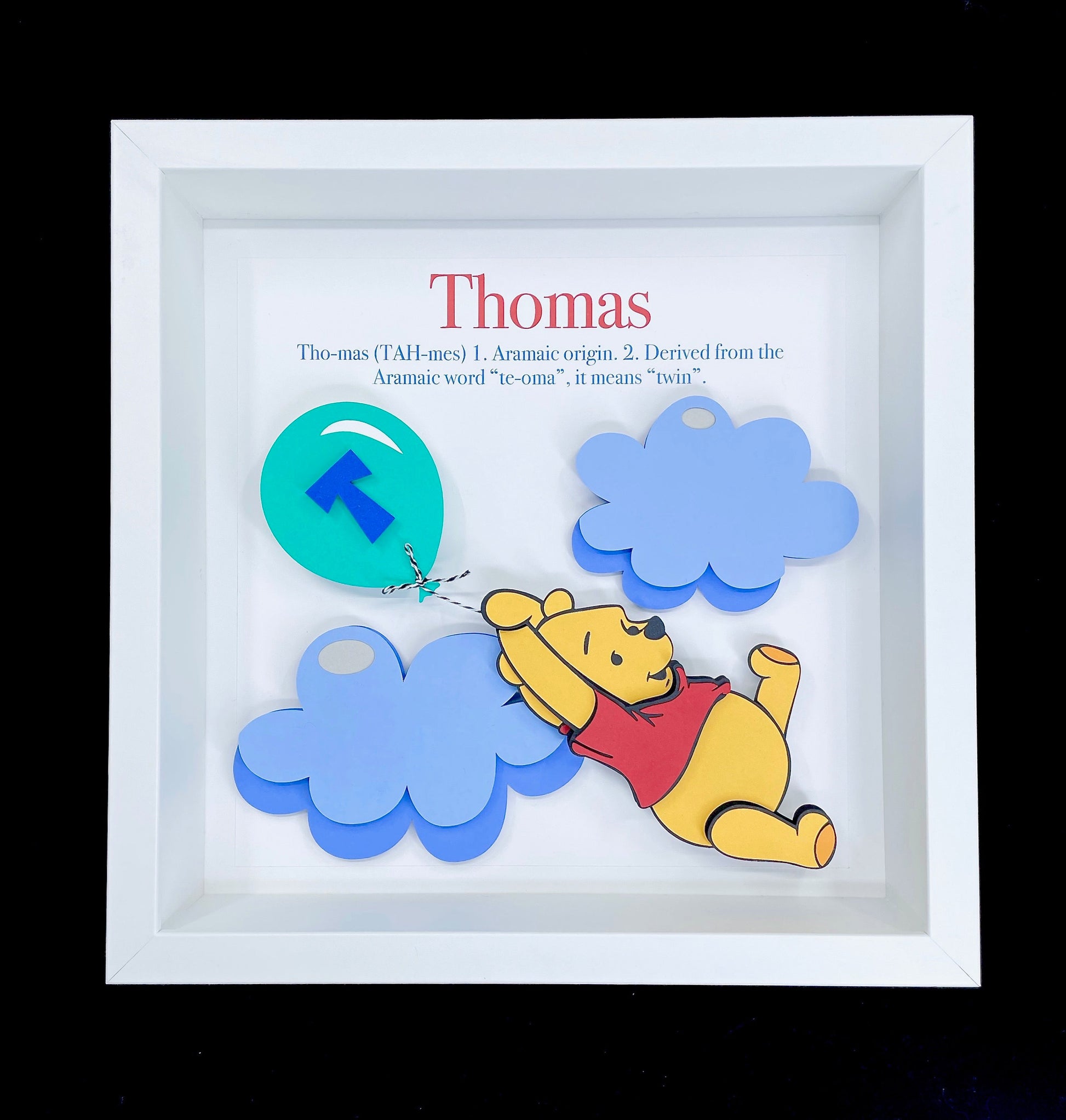 Personalized Winnie the Pooh Name Frame, Name Origin and Meaning, Winnie the Pooh Nursery Decor Wall Art, New Baby Boy Baby Girl Shower Gift