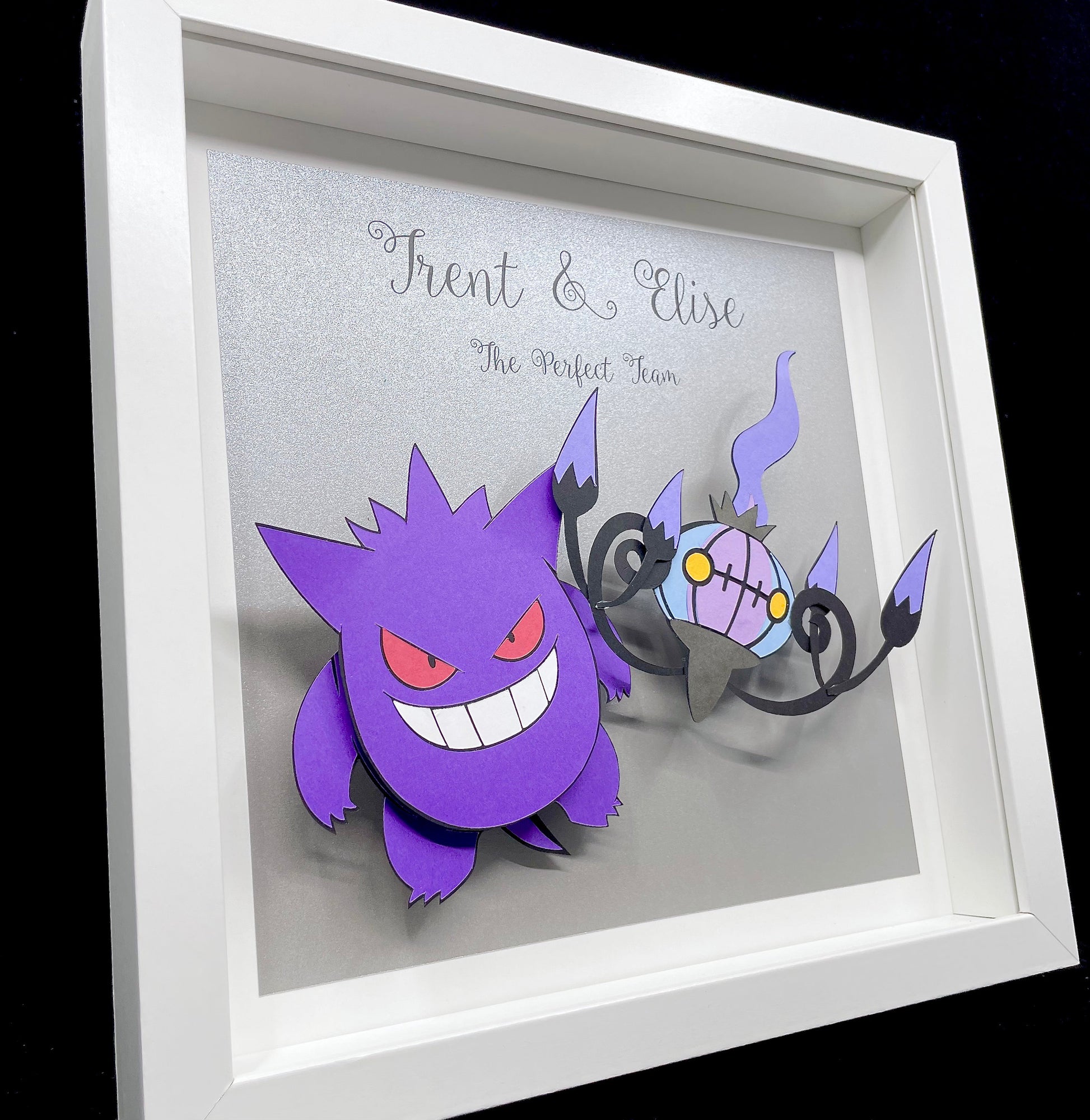 Personalized Custom Pokeman Paper Illustration in Frame, Any Two Pokeman Characters, Pikachu, Squirtle, Eevee, Gengar, Charizard, etc.