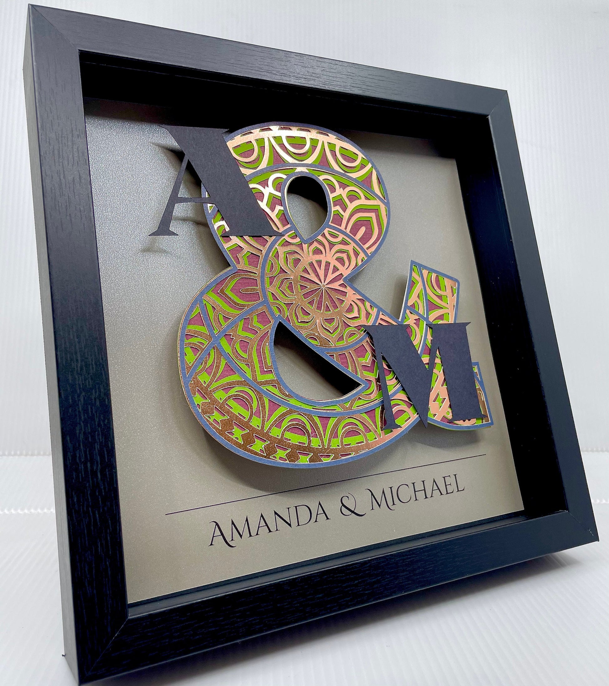 Personalized Mandela Ampersand Sign, Gift for the Couple, Christmas Gift for Her or Him, Boho Floral Mandela, Couple Initials with Ampersand