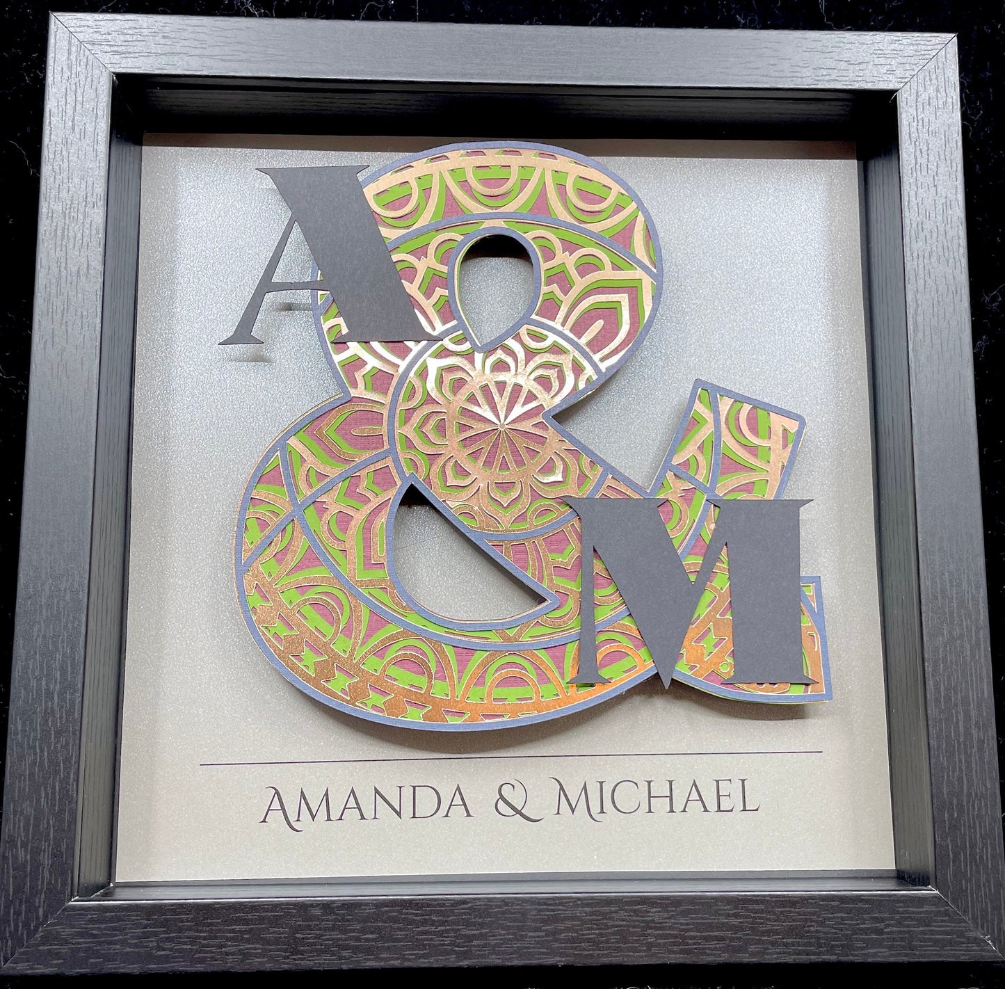 Personalized Mandela Ampersand Sign, Gift for the Couple, Christmas Gift for Her or Him, Boho Floral Mandela, Couple Initials with Ampersand