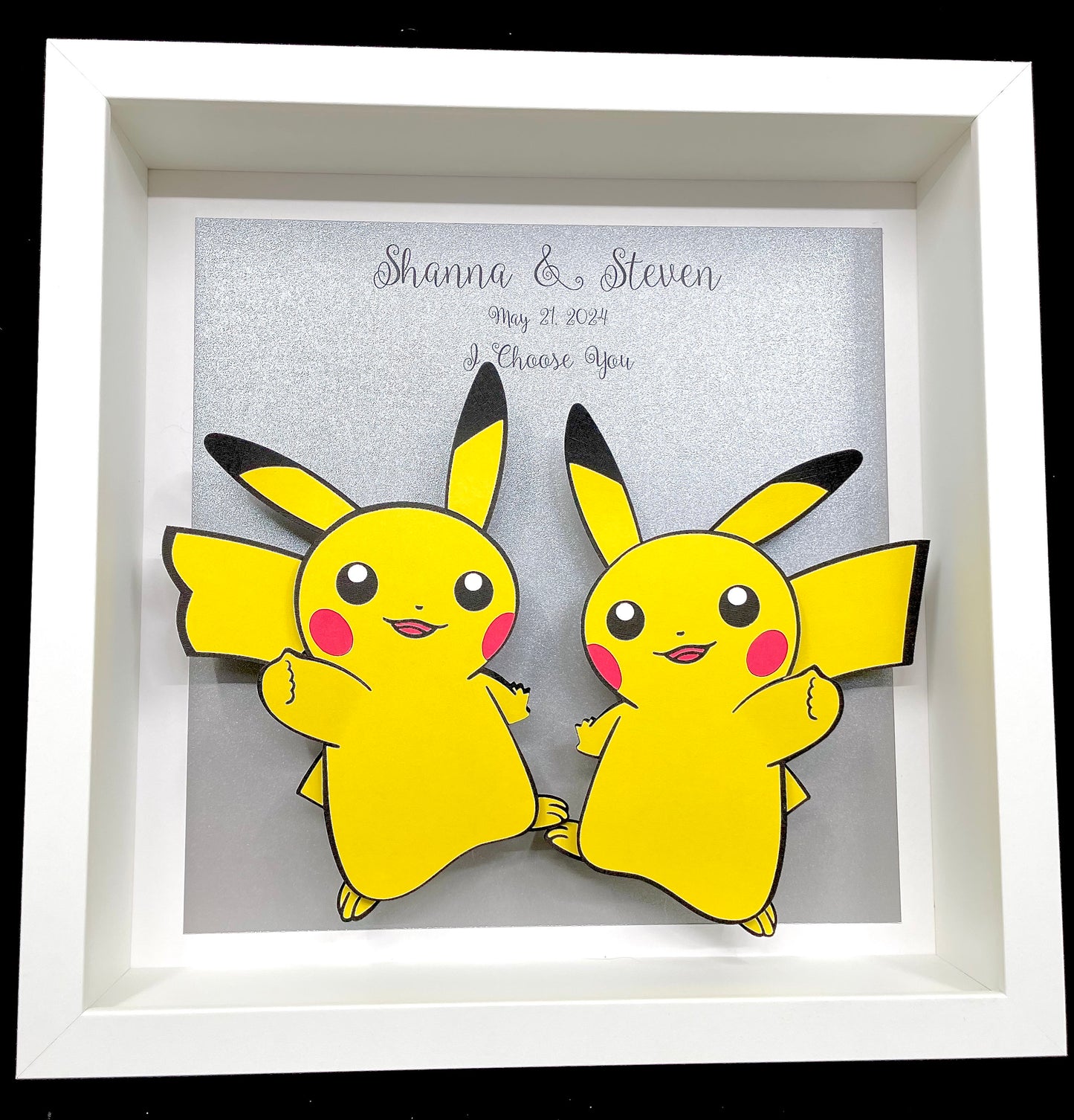 Pikachu Anniversary Gift, Pikachu Wedding Gift for the Couple, First Anniversary Gift, Paper Pokemon Pikachu Art, Pokemon Framed Custom Art