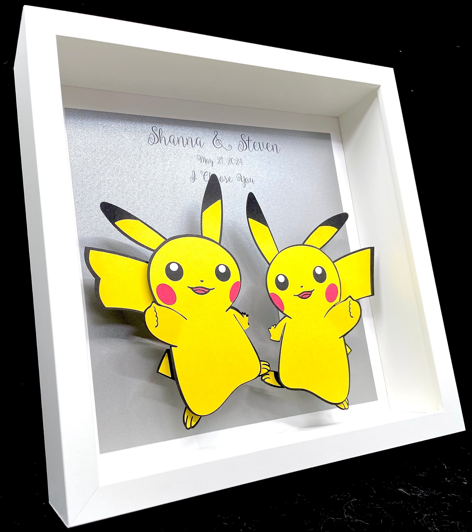 Pikachu Anniversary Gift, Pikachu Wedding Gift for the Couple, First Anniversary Gift, Paper Pokemon Pikachu Art, Pokemon Framed Custom Art