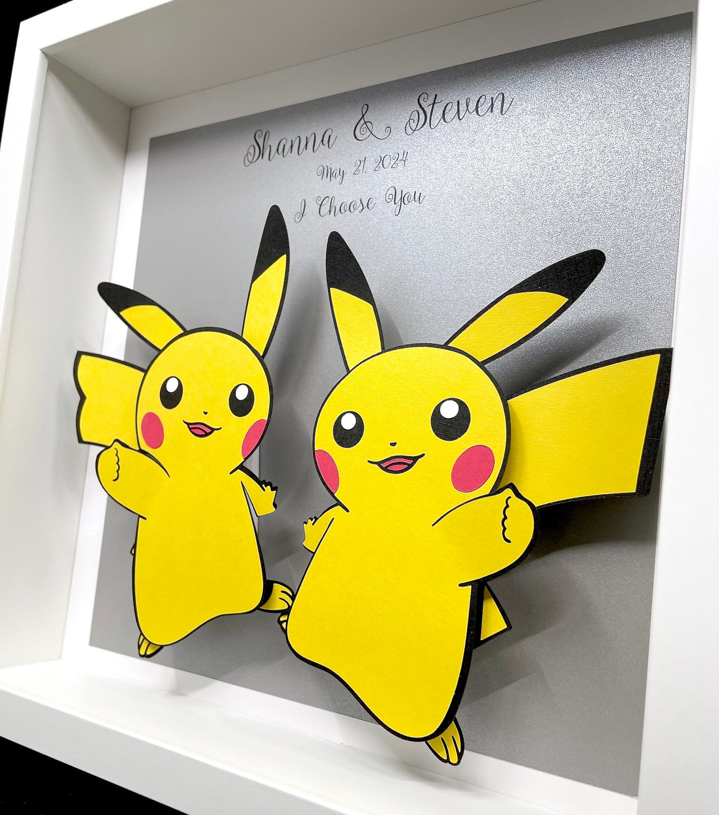 Pikachu Anniversary Gift, Pikachu Wedding Gift for the Couple, First Anniversary Gift, Paper Pokemon Pikachu Art, Pokemon Framed Custom Art