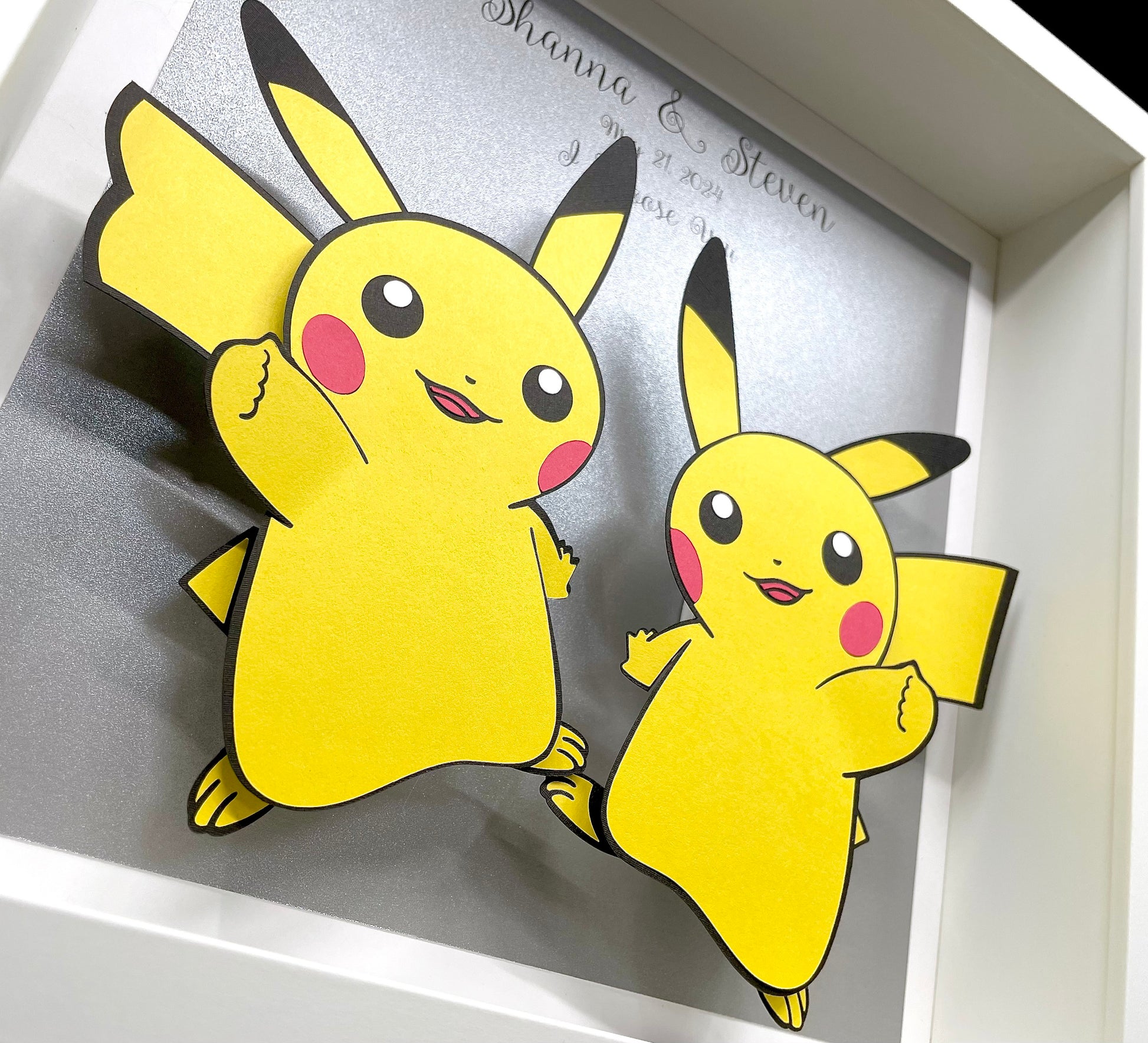 Pikachu Anniversary Gift, Pikachu Wedding Gift for the Couple, First Anniversary Gift, Paper Pokemon Pikachu Art, Pokemon Framed Custom Art