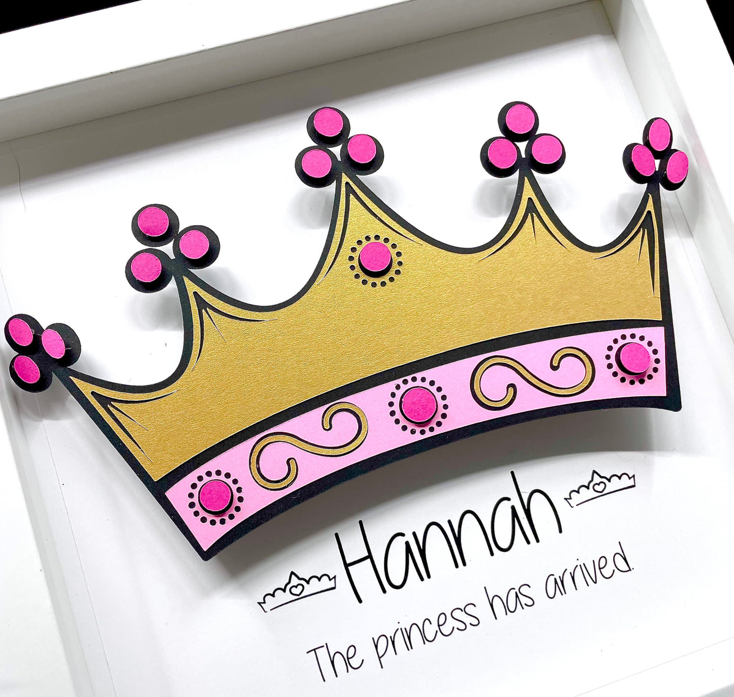 Baby Girl Princess Tiara Frame, Baby Girl Name Frame, The Princess has Arrived, Pink & Gold Princess Tiara, Princess Nursery Decor Wall Art