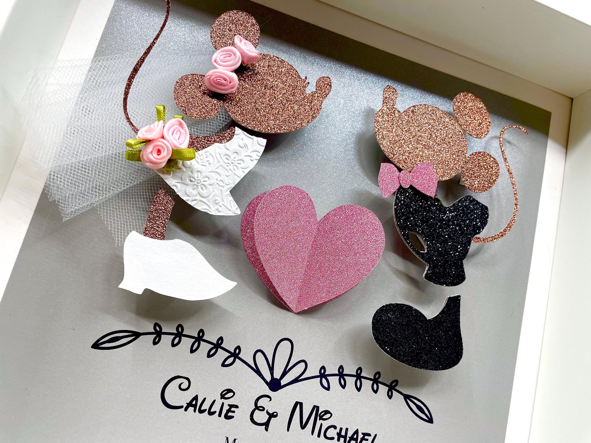 Personalized Mickey and Minnie Mouse Wedding/ Anniversary Frame, Mickey and Minnie Valentine's Day Gift