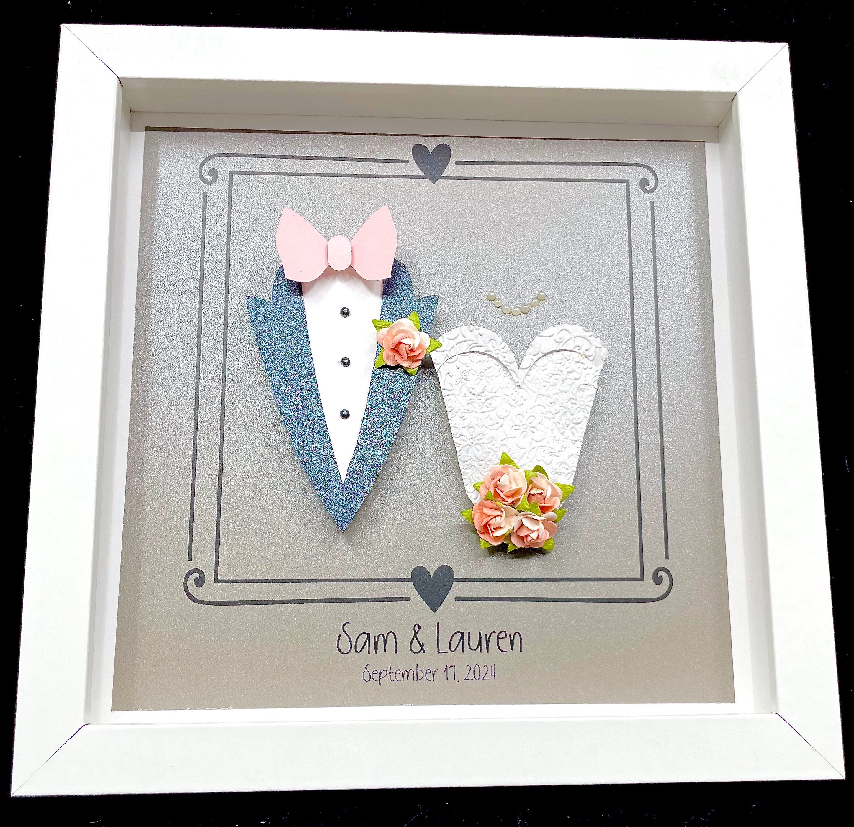 Personalized First Anniversary Paper Gift, Custom Paper Bride and Groom Frame store for Wedding, Engagement, Custom Wedding Attire, Bridal Shower