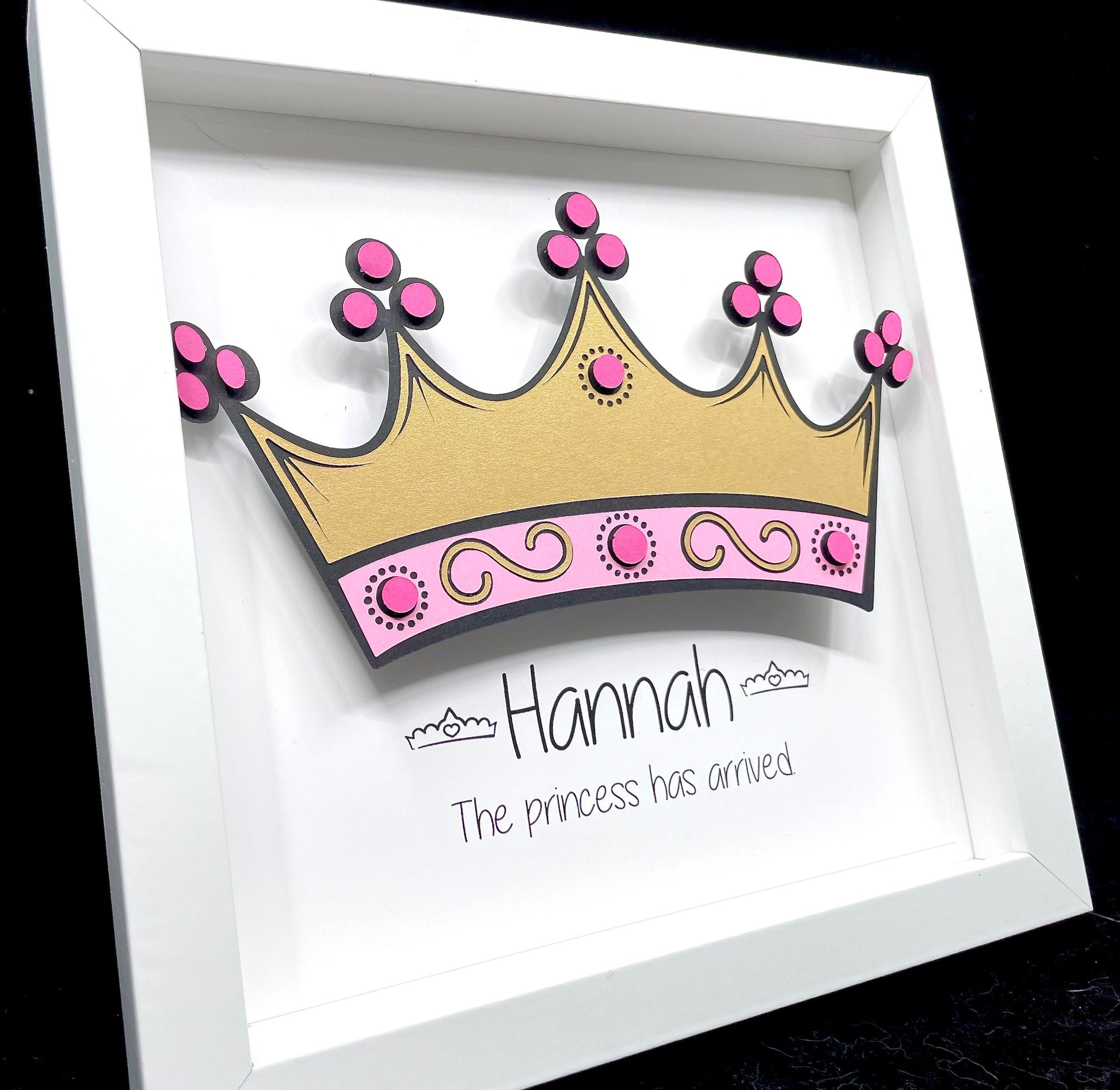 Baby Girl Princess Tiara Frame, Baby Girl Name Frame, The Princess has Arrived, Pink & Gold Princess Tiara, Princess Nursery Decor Wall Art