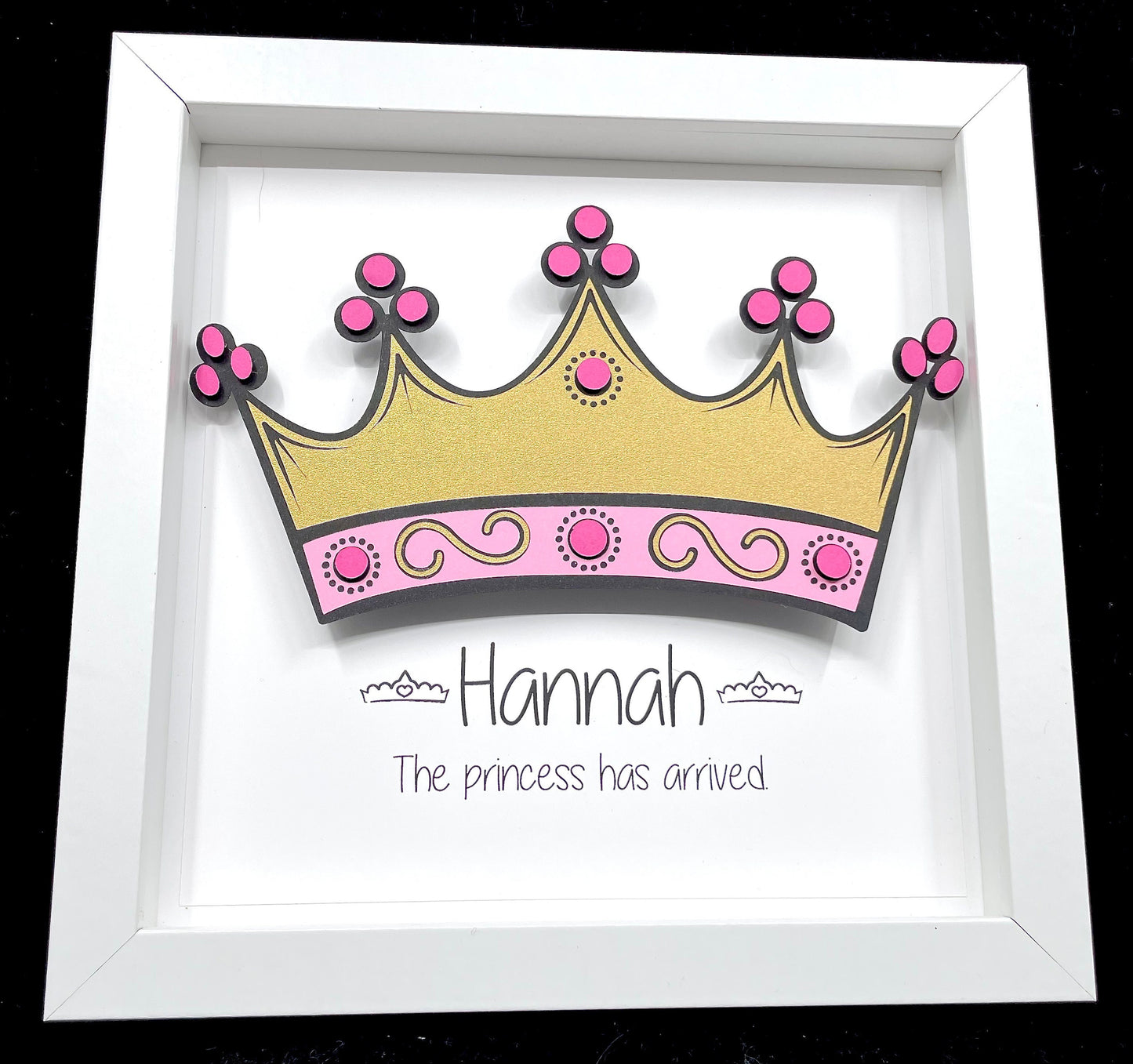 Baby Girl Princess Tiara Frame, Baby Girl Name Frame, The Princess has Arrived, Pink & Gold Princess Tiara, Princess Nursery Decor Wall Art