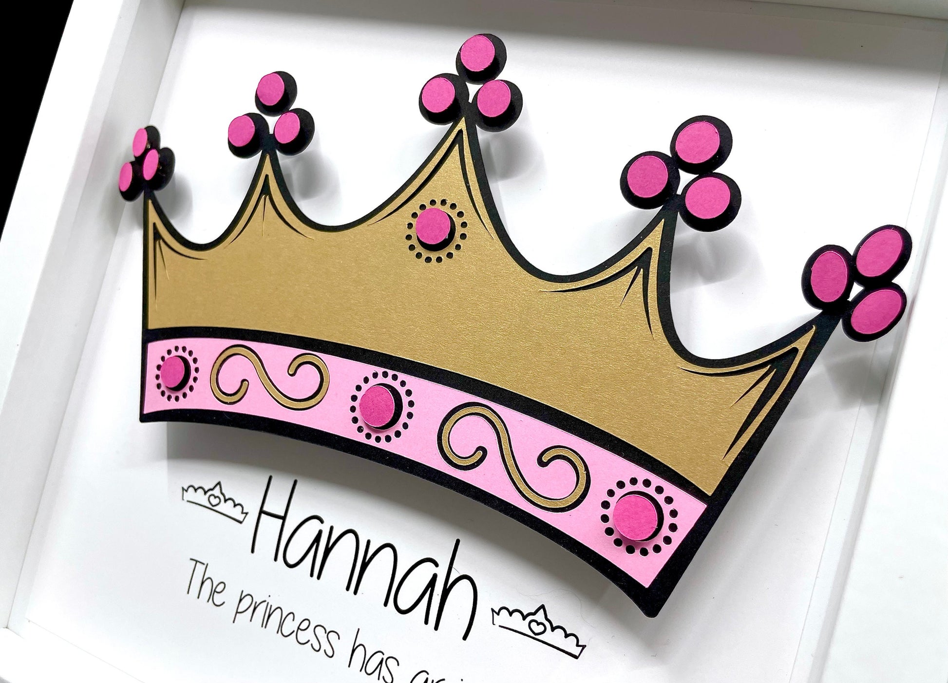 Baby Girl Princess Tiara Frame, Baby Girl Name Frame, The Princess has Arrived, Pink & Gold Princess Tiara, Princess Nursery Decor Wall Art