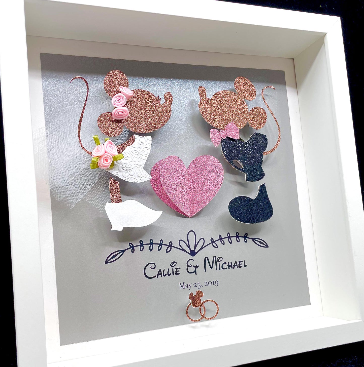 Personalized Mickey and Minnie Mouse Wedding/ Anniversary Frame, Mickey and Minnie Valentine's Day Gift