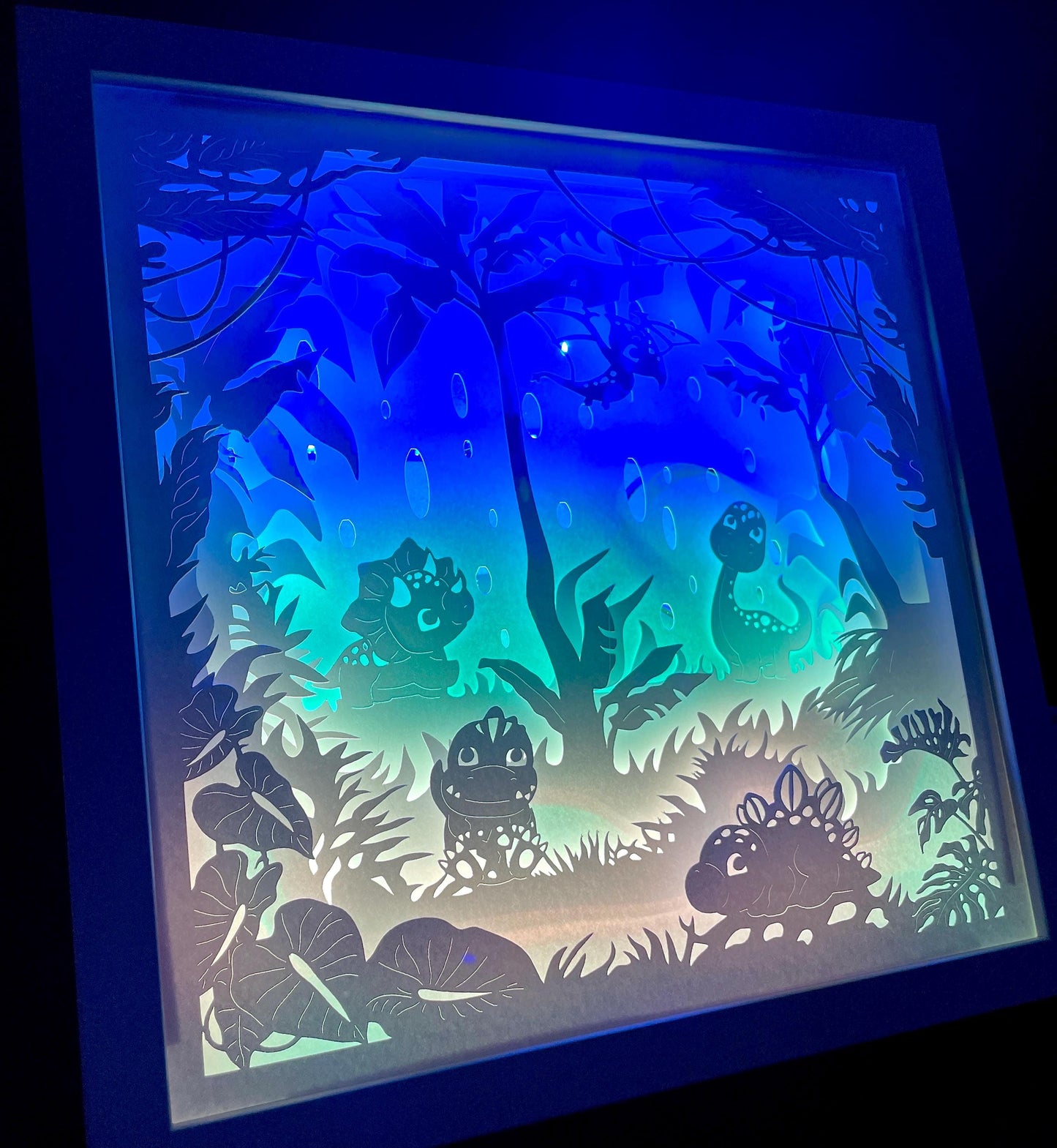 Cute Dinosaur Lightbox, Dinos in the Jungle Baby Boy Nightlight, Modern Boho Nursery Light Decor, Baby Boy Gift, Custom Dino Bedroom Lamp