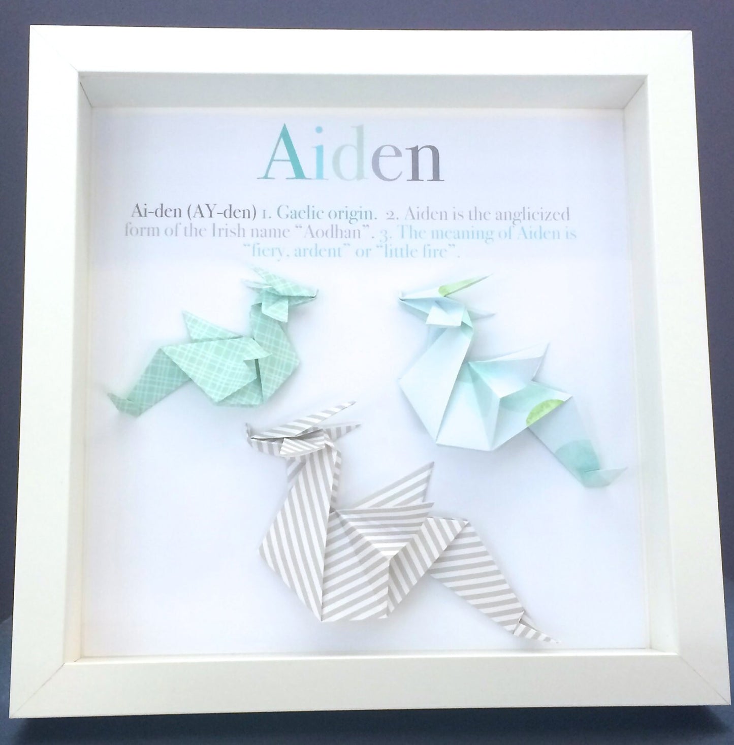 Personalized Baby Name Frame with Origin and Meaning, Dragon Shadowbox Frame Custom Art Newborn Baby Shower Gift, Dragon Nursery Decor