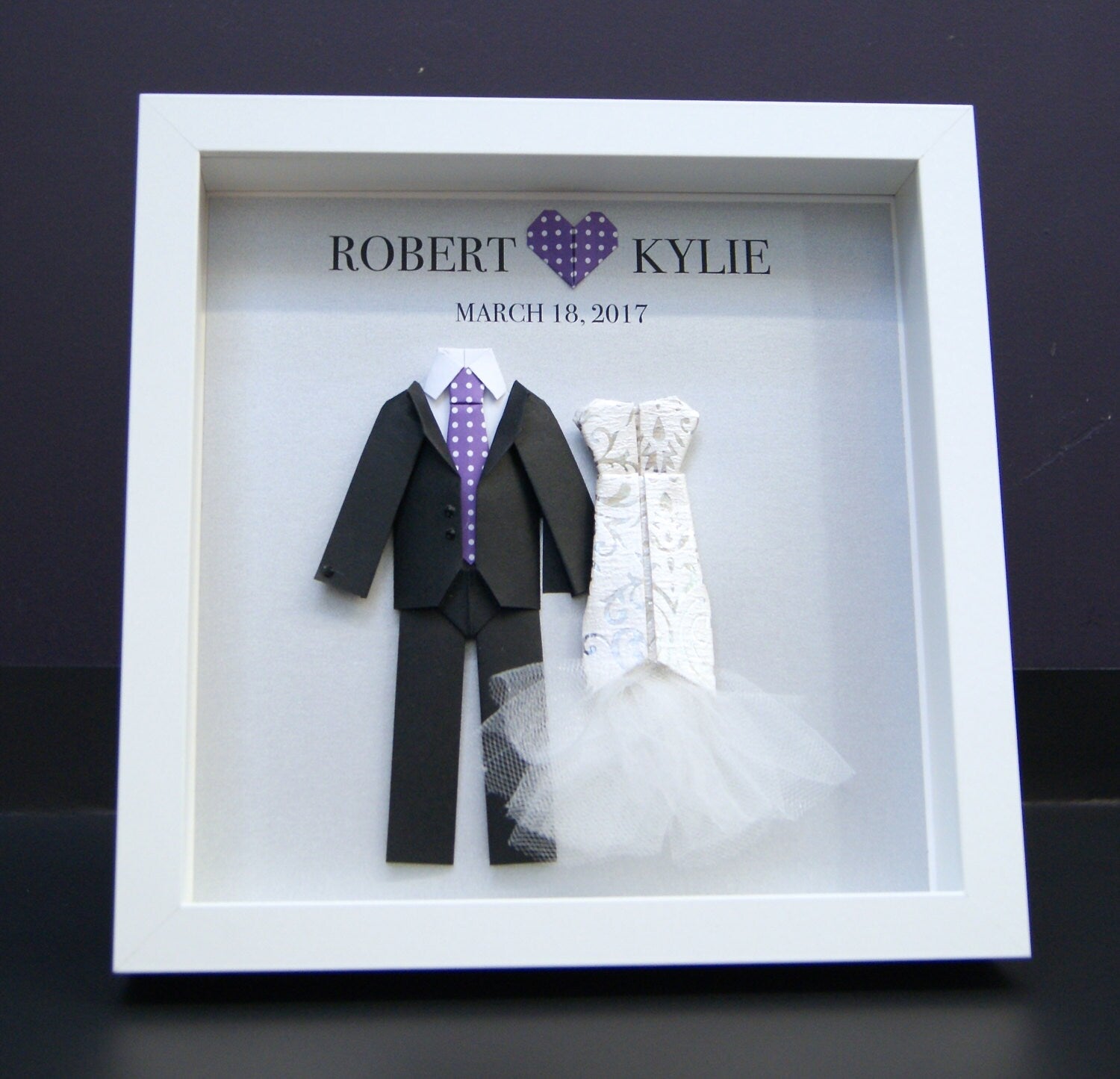 Personalized Wedding Gift, First Anniversary, Paper Anniversary, Engagement, Custom Bride & Groom Frame, Custom Wedding Dress and Suit