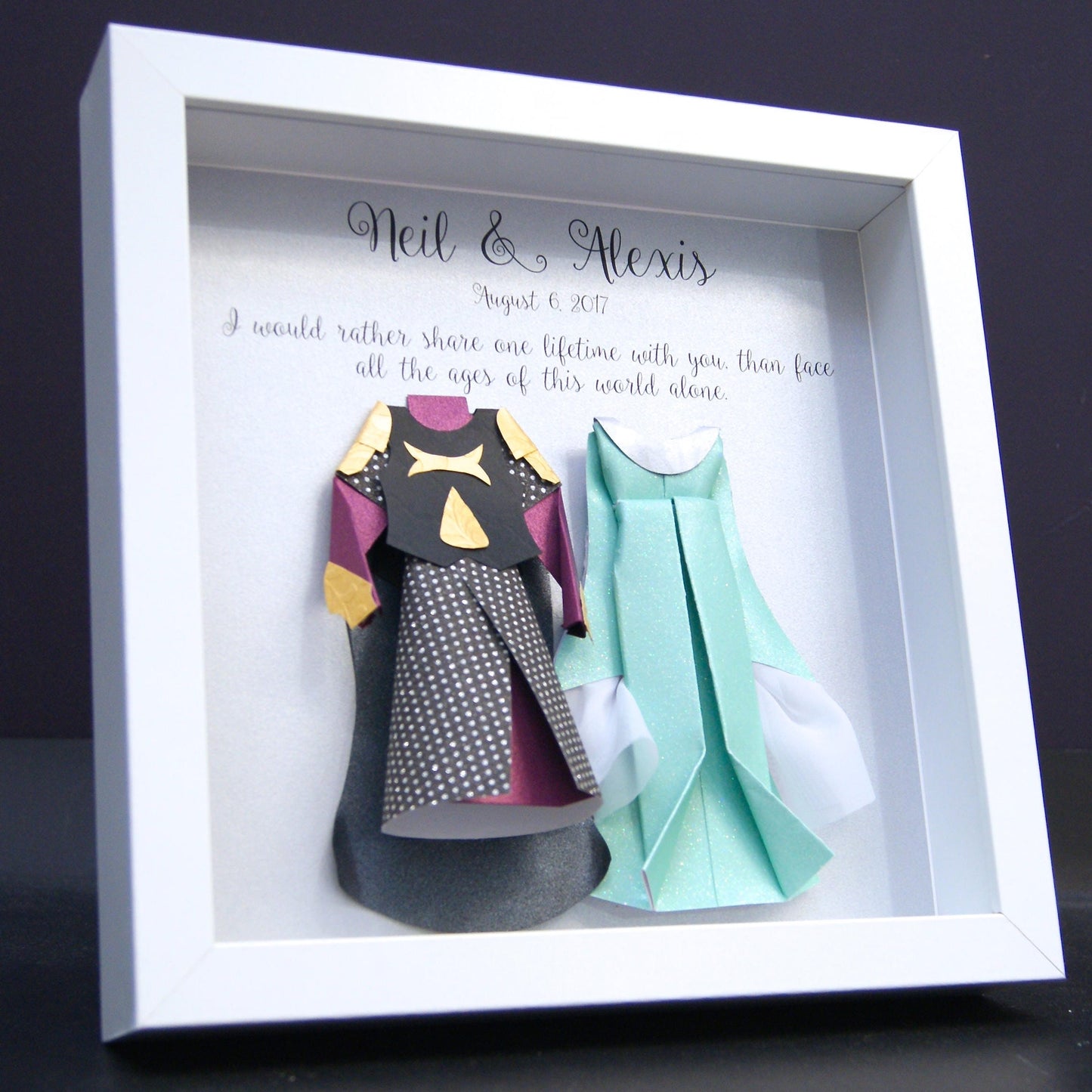 LOTR Lord of the Rings Wedding Gift, Christmas Gift, First Paper Anniverary Gift, Paper Gift, Aragorn and Arwen Bride & Groom Wall Art