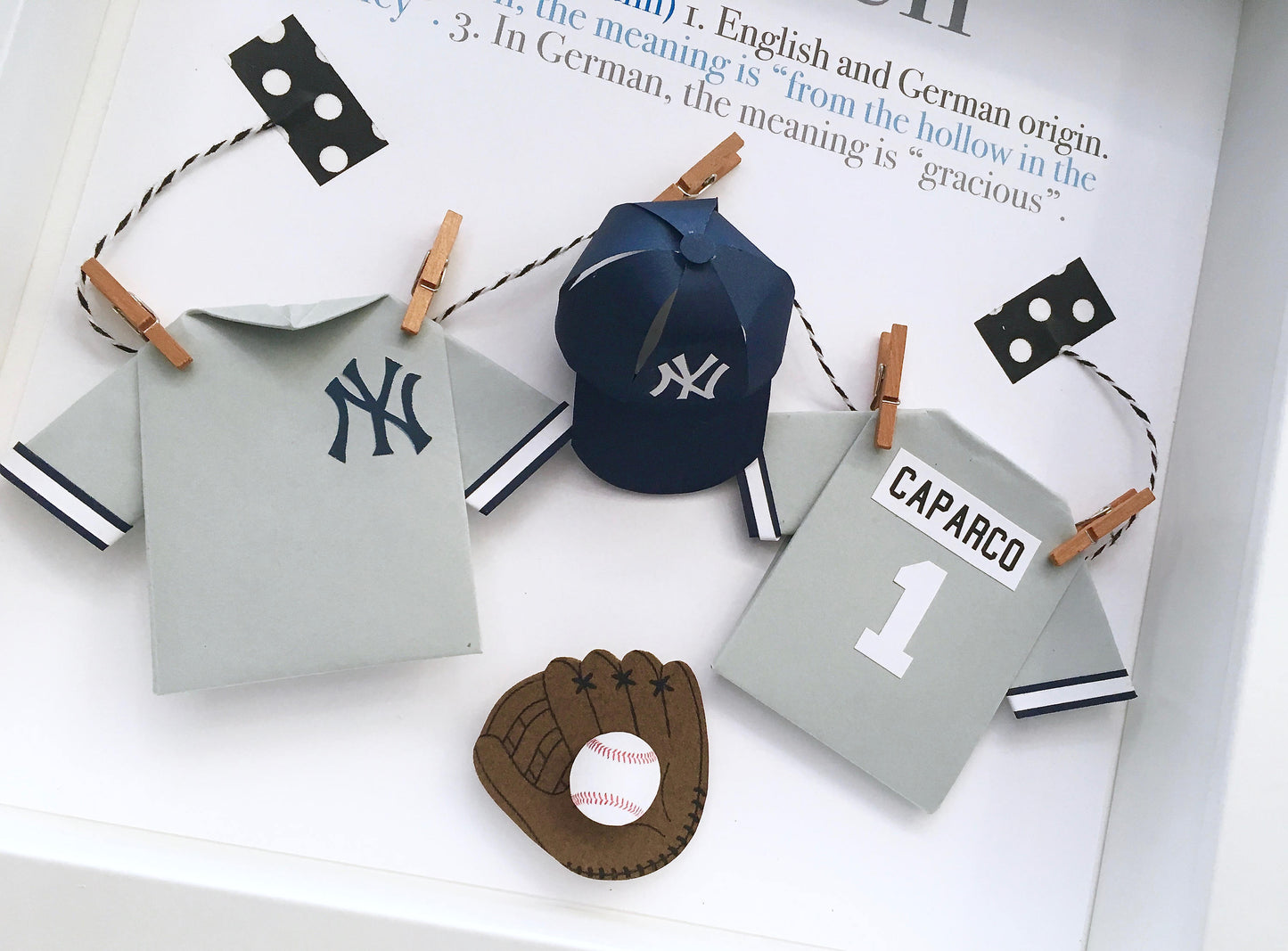 Personalized Baby Name Frame, New York Yankees Baseball Theme with Name, Origin and Meaning, MLB Yankees Shirt & Cap, Yankees Nursery Decor