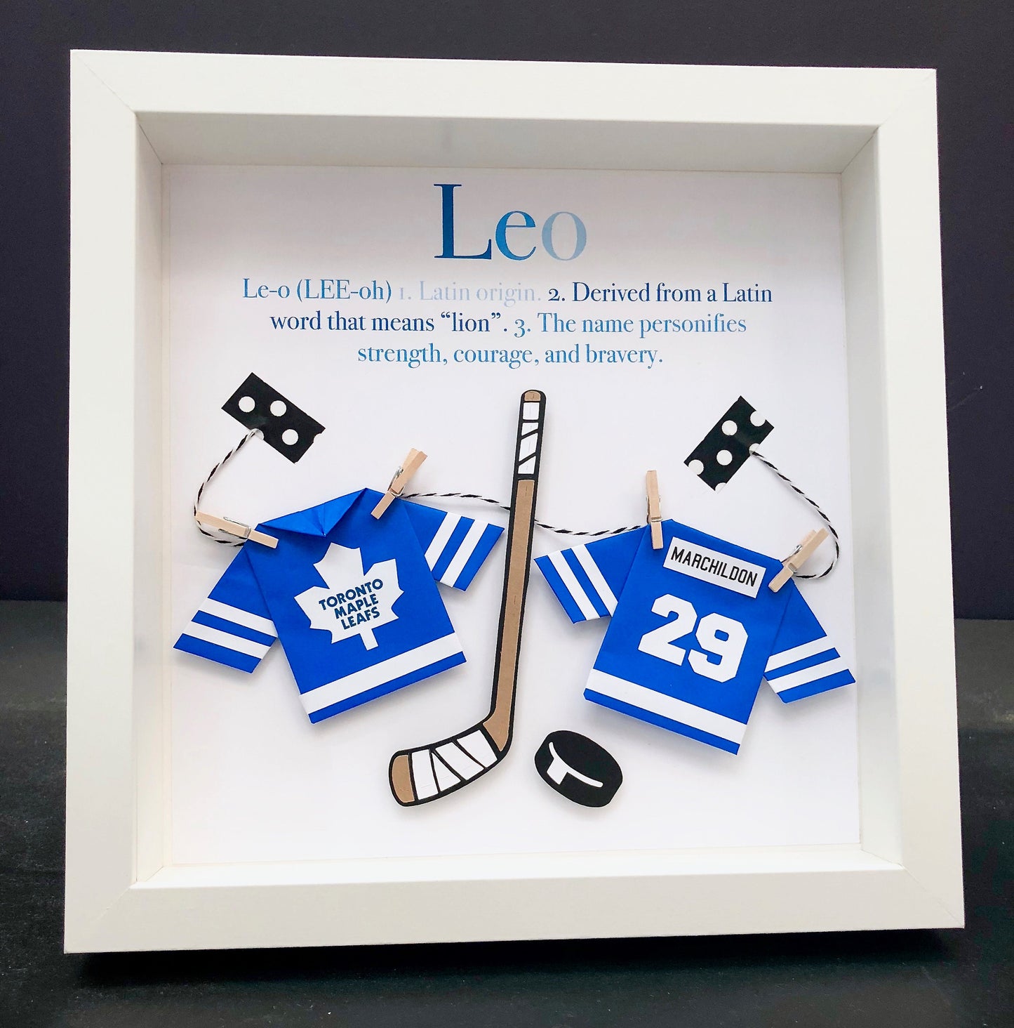 Personalized Baby Name Frame Hockey NHL Toronto Maple Leafs Frame Custom Newborn Baby Shower Gift Hockey Maple Leafs Nursery Decor Wall Art