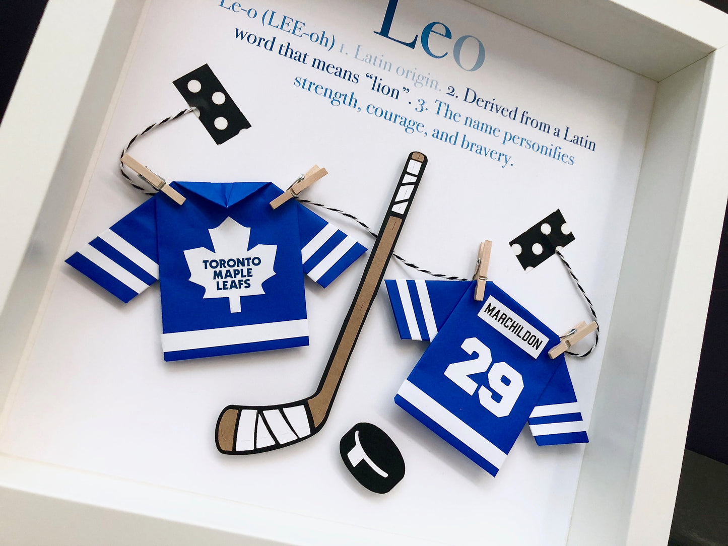 Personalized Baby Name Frame Hockey NHL Toronto Maple Leafs Frame Custom Newborn Baby Shower Gift Hockey Maple Leafs Nursery Decor Wall Art