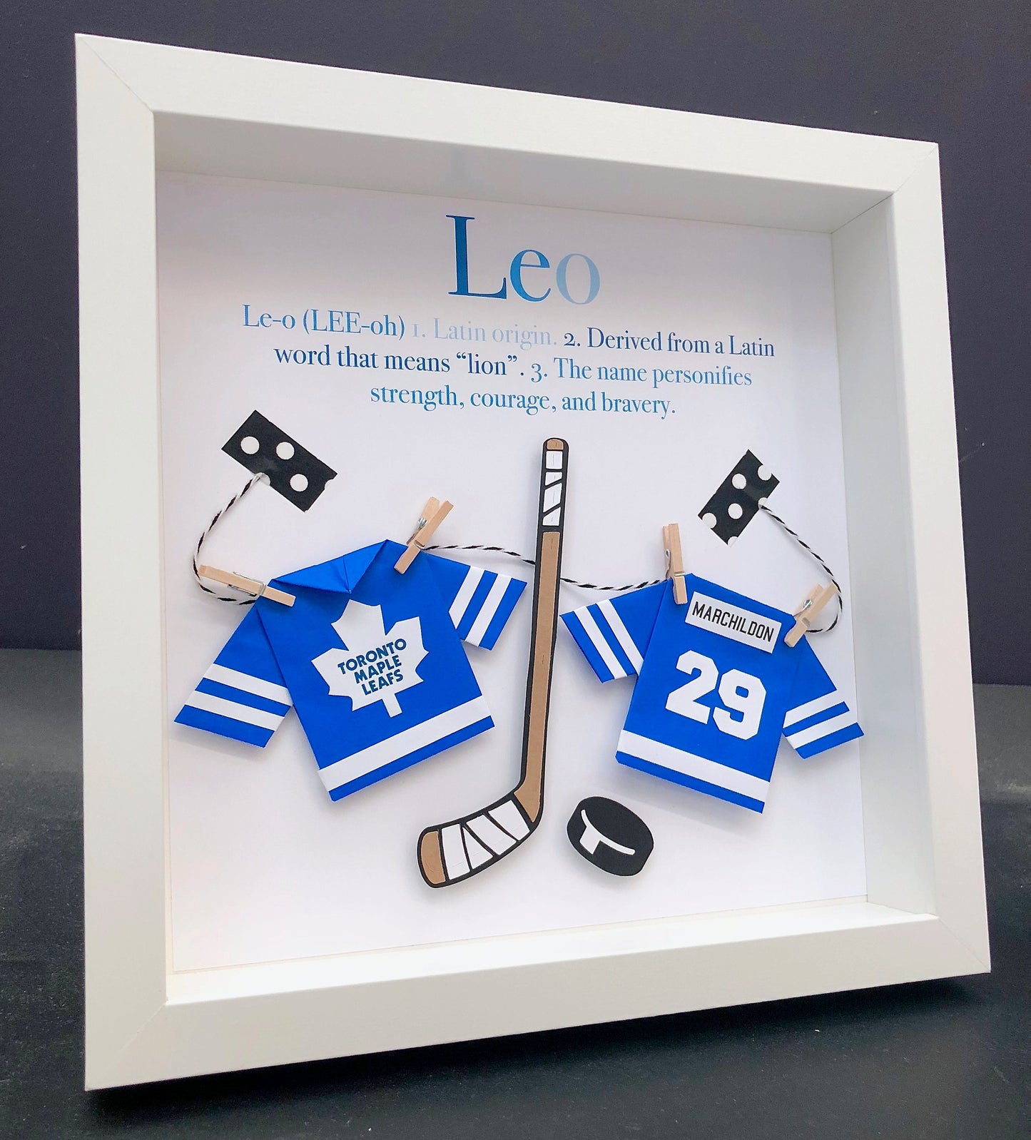 Personalized Baby Name Frame Hockey NHL Toronto Maple Leafs Frame Custom Newborn Baby Shower Gift Hockey Maple Leafs Nursery Decor Wall Art