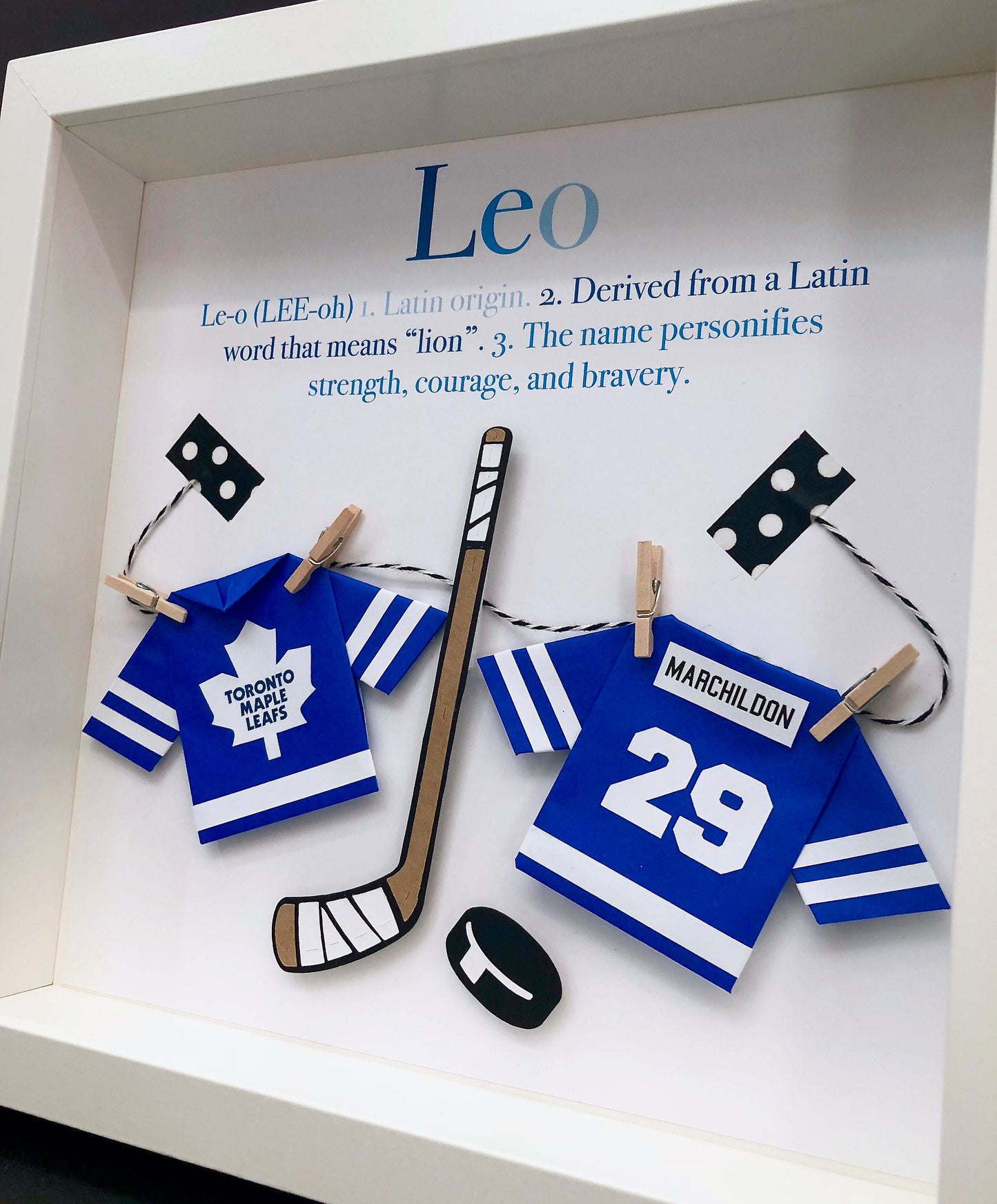 Personalized Baby Name Frame Hockey NHL Toronto Maple Leafs Frame Custom Newborn Baby Shower Gift Hockey Maple Leafs Nursery Decor Wall Art