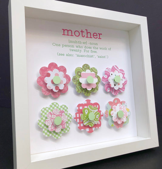 Mother's Day Gift, Mother's Day Frame, Gift for Mom, Paper Flowers Shadowbox Frame Custom Art for Mom