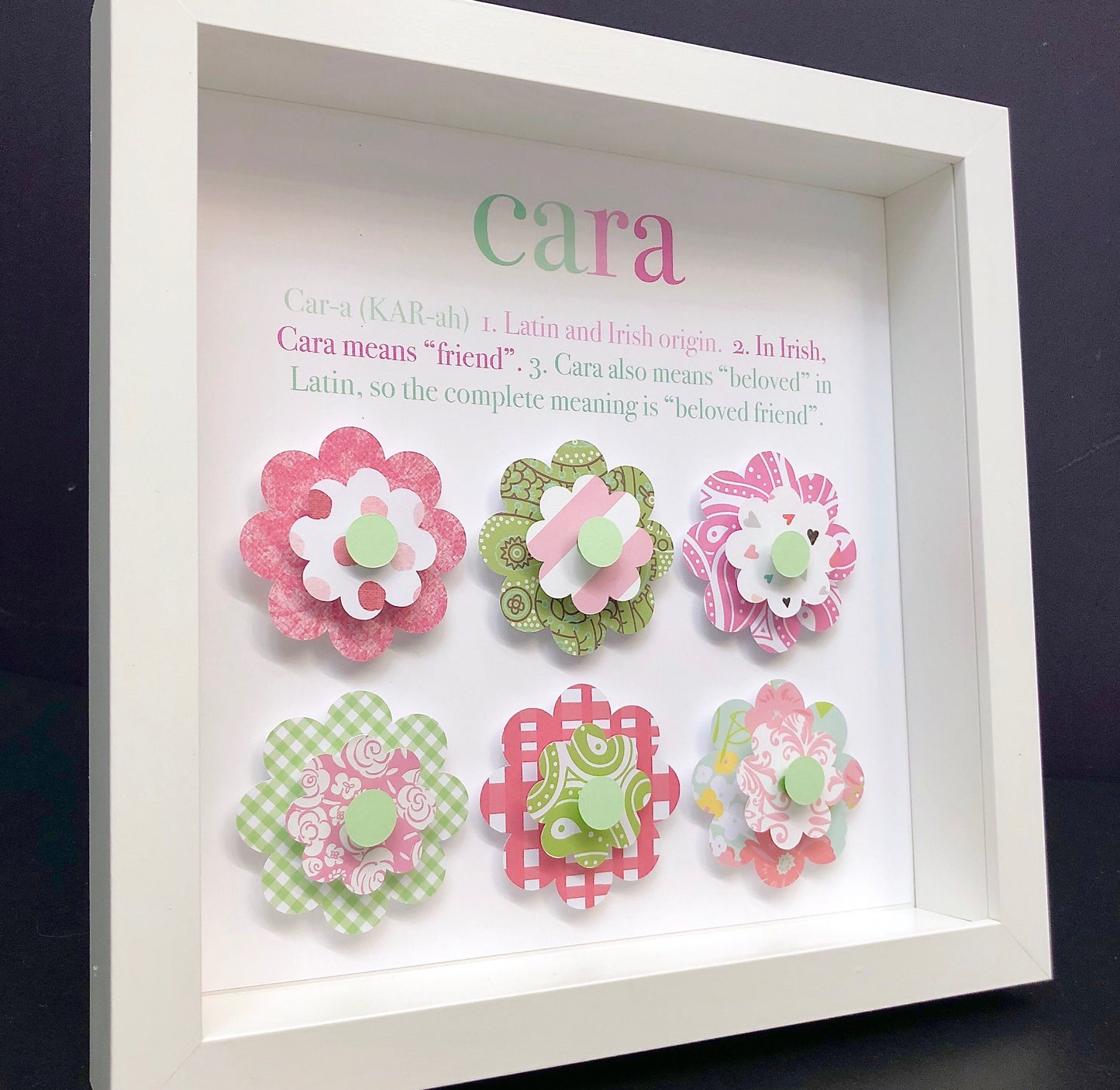 Personalized Baby Girl Frame with Name Origin and Meaning Custom Paper Flowers, Baby Girl Shower Gift, Nursery Decor Wall Art