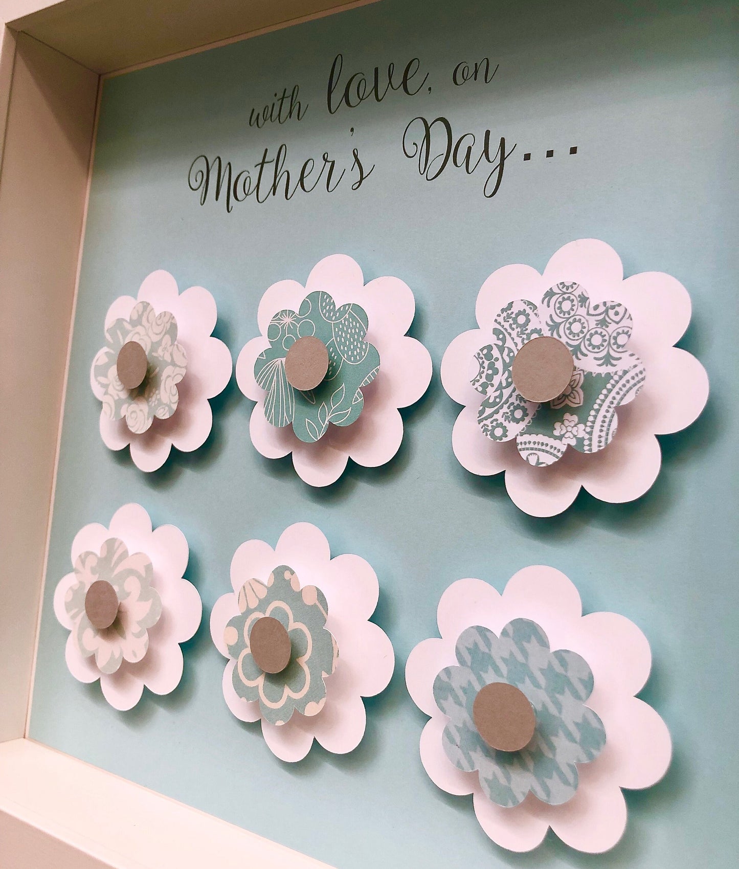 Mother's Day Gift, Mother's Day Frame, Gift for Mom, Paper Flowers Shadowbox Frame Custom Art for Mom