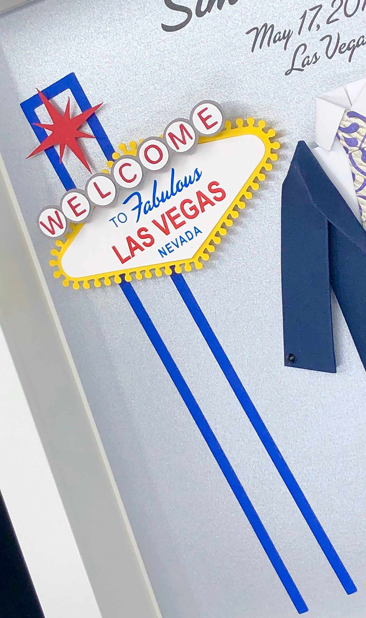 Personalized Las Vegas Wedding Gift, Las Vegas First Anniversary Gift, Paper Anniversary, Custom Bride & Groom Frame Wall Art