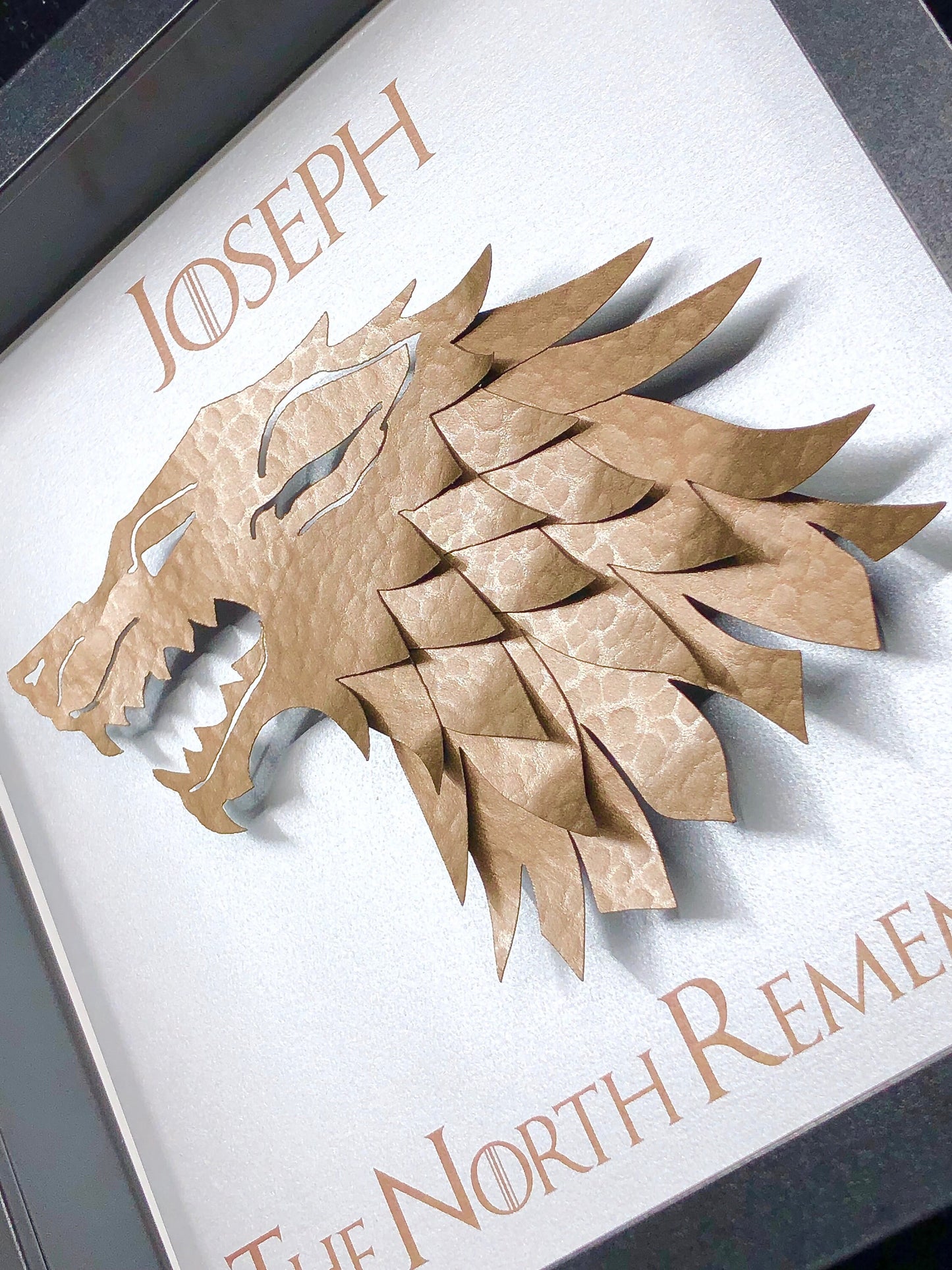 Personalized Game of Thrones Gift, Game of Thrones Frame, Game of Thrones Wall Art, The North Remembers, House Stark, Direwolf