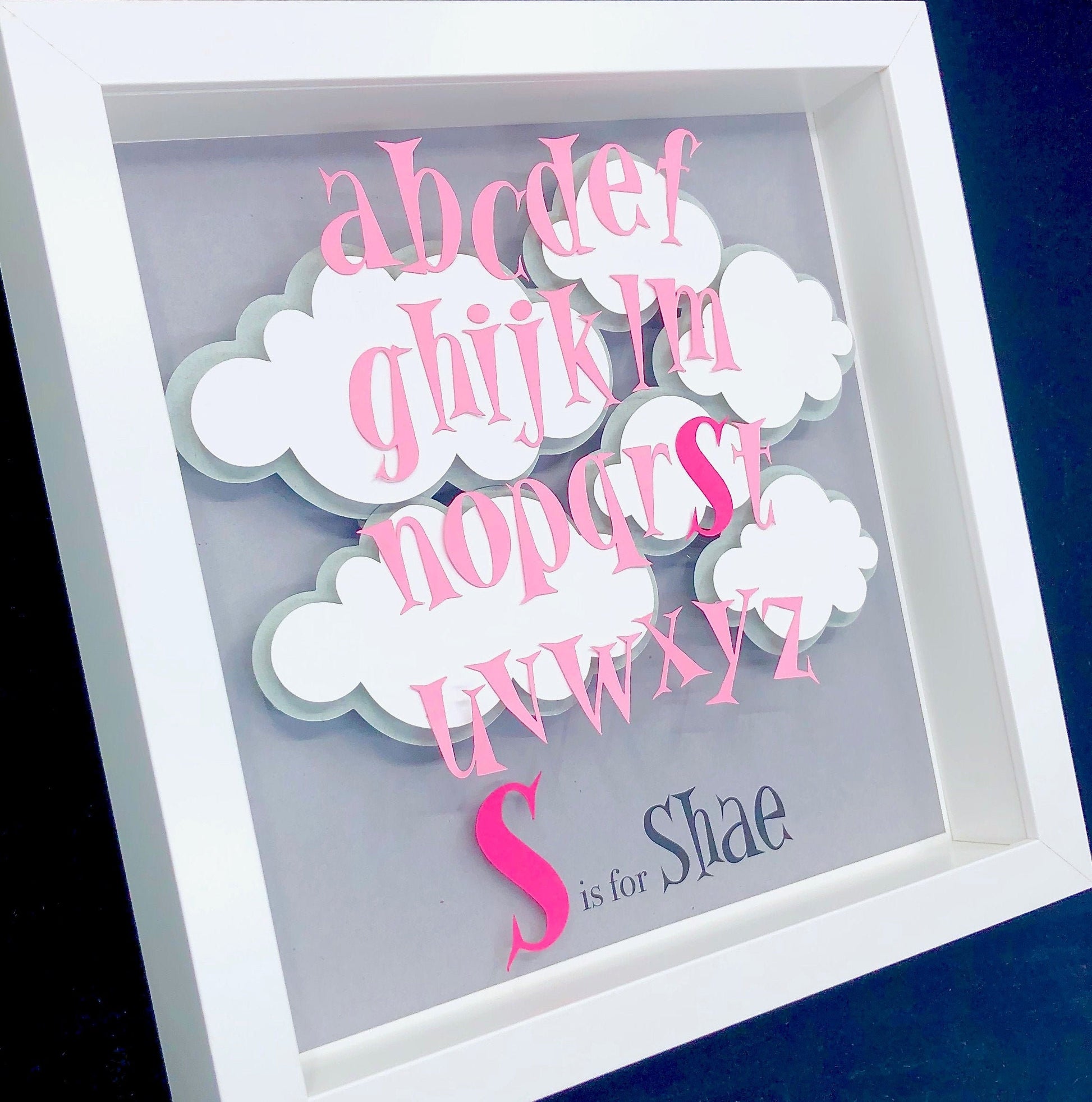 Personalized Alphabet Nursery Frame, Baby Name Wall Art, ABC Nursery Decor, Personalized Baby Girl Gift, Alphabet Letters Nursery Wall Art