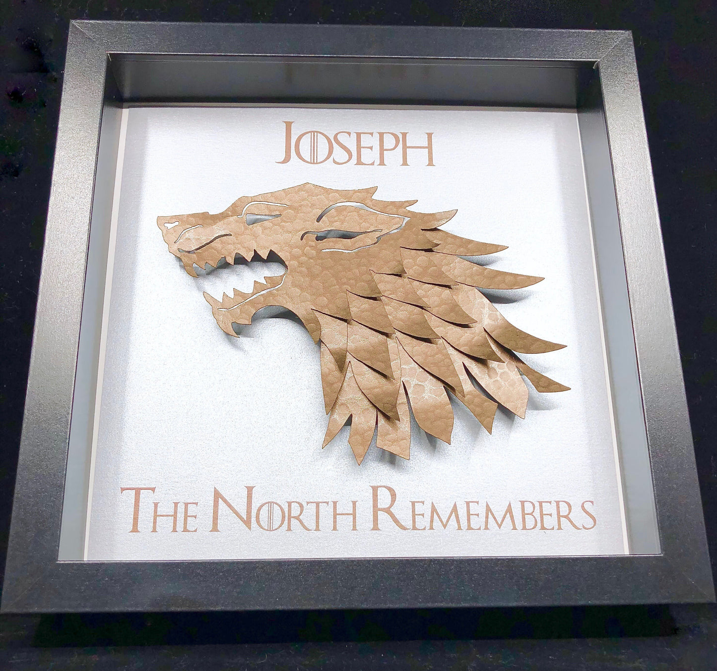 Personalized Game of Thrones Gift, Game of Thrones Frame, Game of Thrones Wall Art, The North Remembers, House Stark, Direwolf