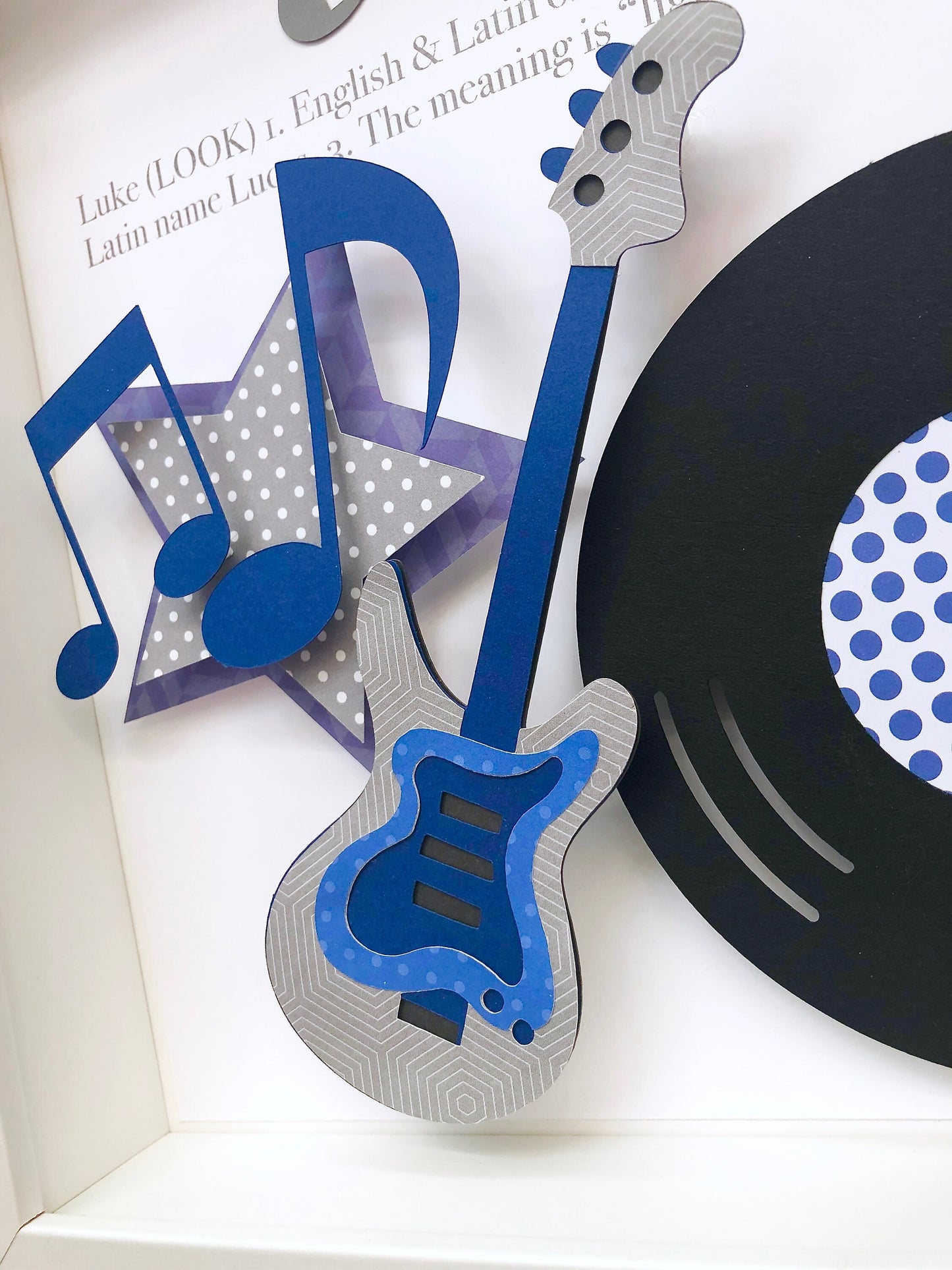 Personalized Baby Boy Music Themed Nursery Decor Wall Art with Guitar and Music Notes, Name Origin and Meaning, Baby Boy Shower Gift