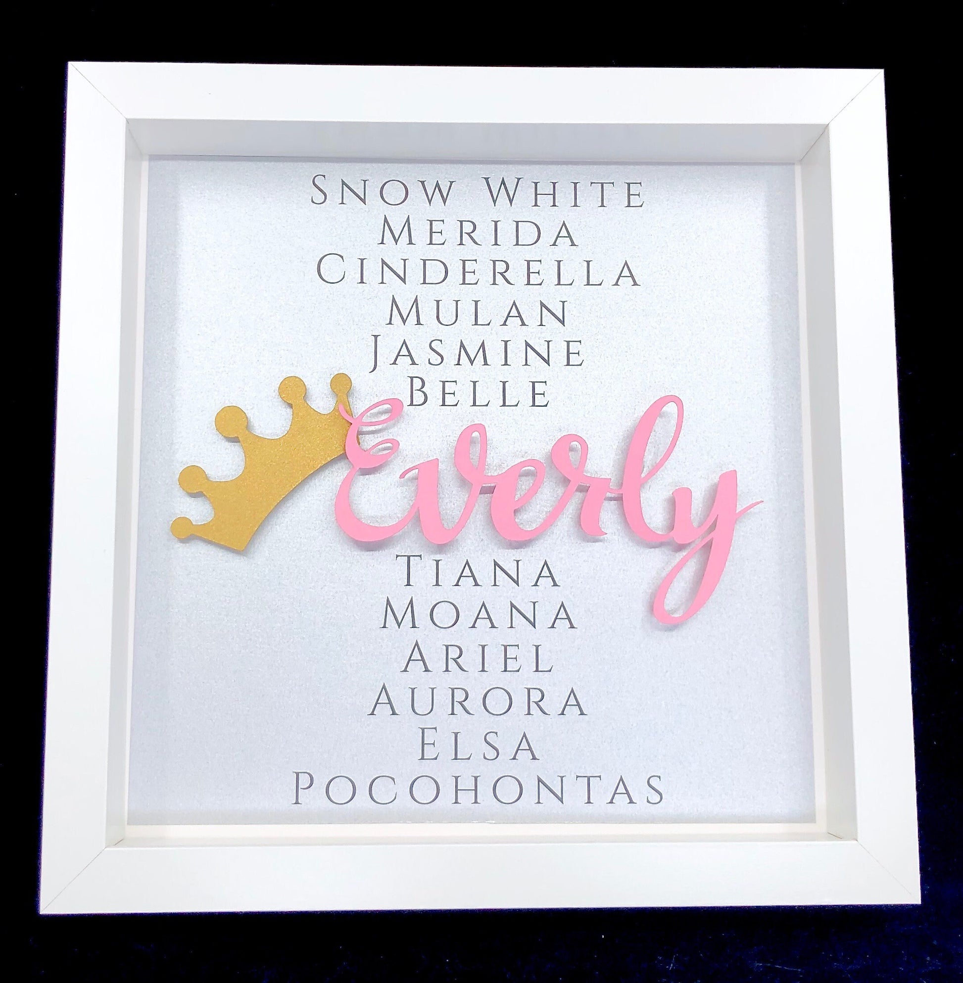 Personalized Princess Name Frame, Personalized Baby Girl Princess Art, Princess Nursery Decor, Baby Girl Princess Shower Gift, Baby Tiara