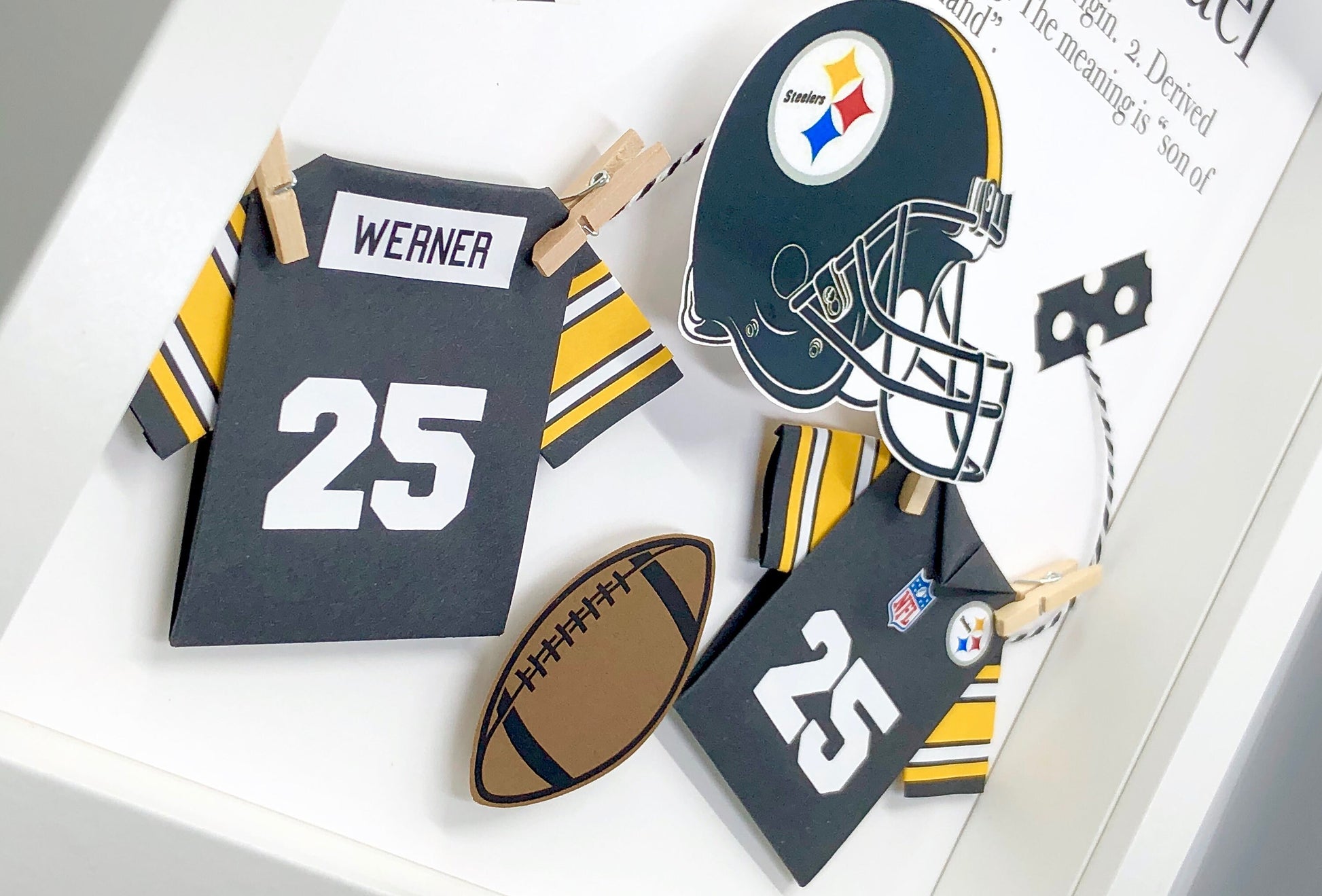 Personalized Baby Boy Frame NFL Pittsburgh Steelers Football Gift with Name, Origin and Meaning, NFL Steelers Shirt, Nursery Decor Wall Art