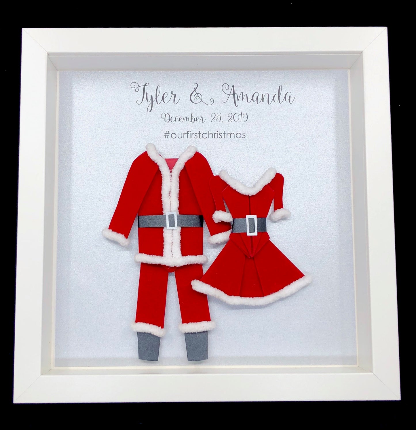 Couple's First Christmas Personalized Framed Art, Our First Christmas Together, Santa and Mrs. Claus, Christmas Decoration, Customized Names