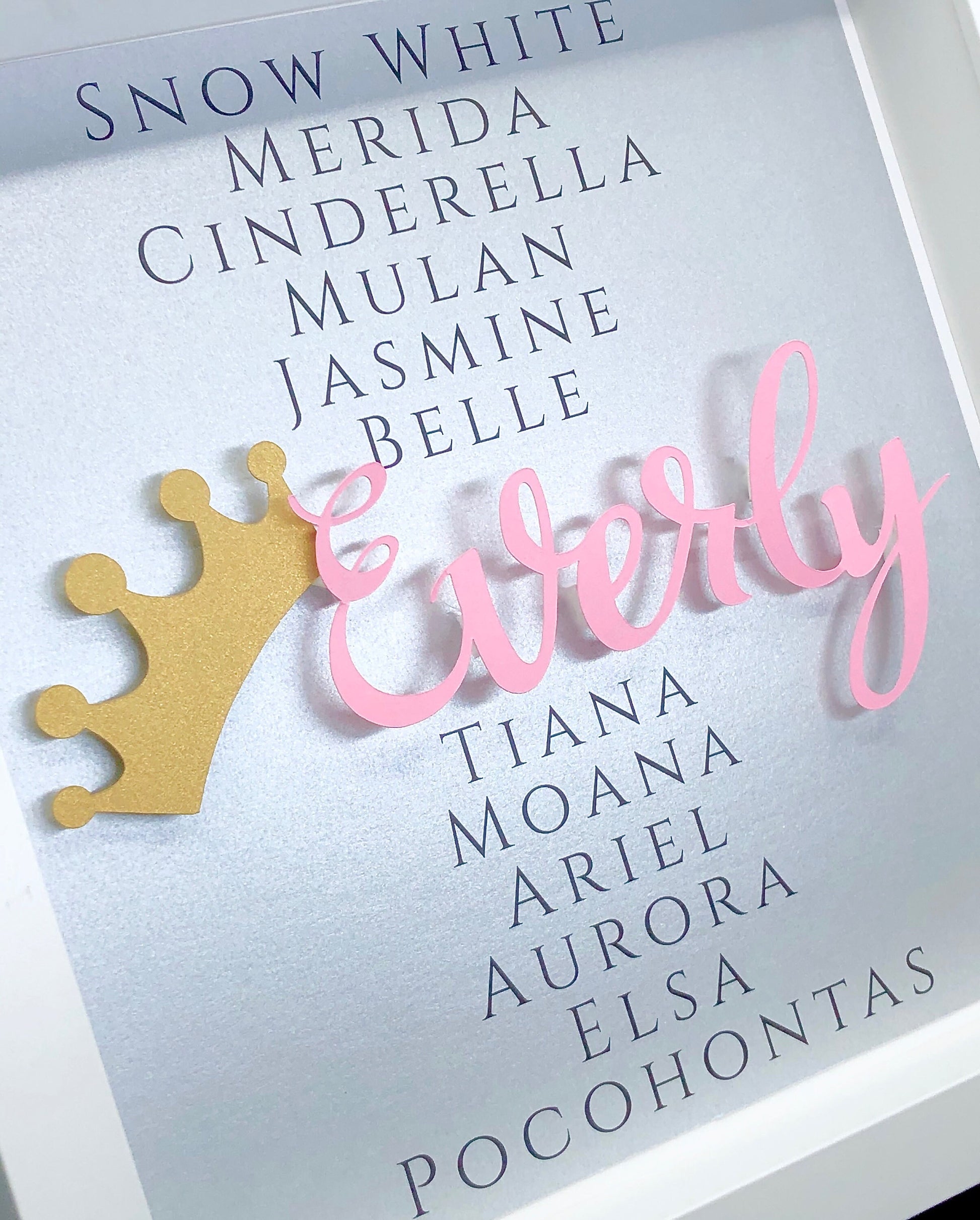 Personalized Princess Name Frame, Personalized Baby Girl Princess Art, Princess Nursery Decor, Baby Girl Princess Shower Gift, Baby Tiara