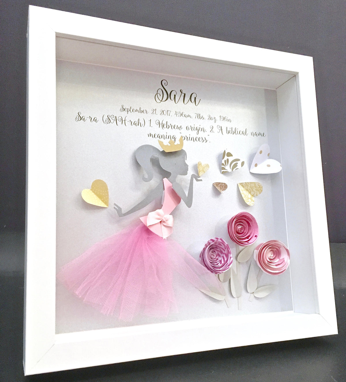 Personalized Baby Girl Name Frame with Princess and Roses – Paint ...