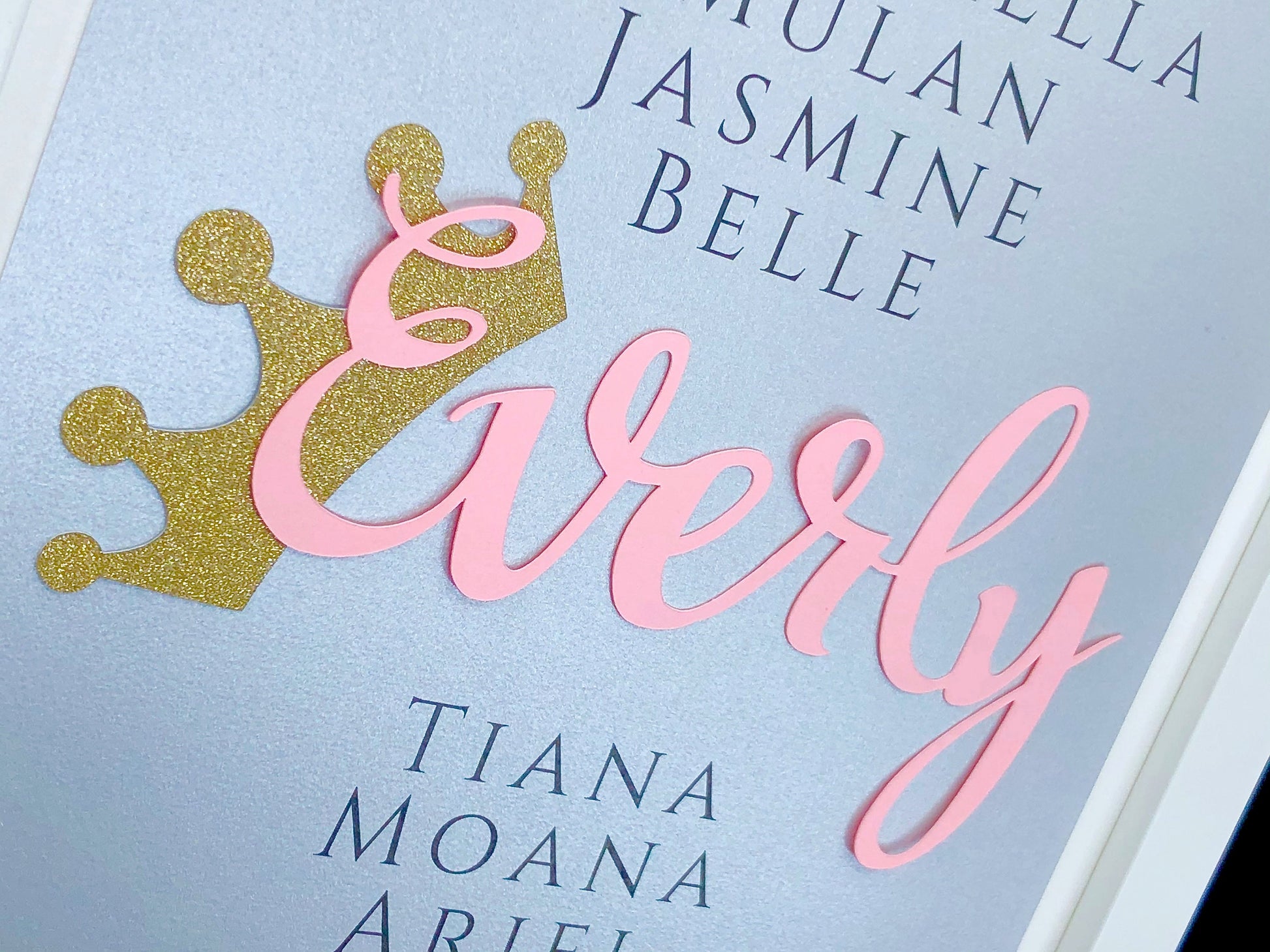 Personalized Disney Princess Art, Personalized Baby Girl Princess Name Art, Princess Nursery Decor, Baby Girl Princess Shower Gift,