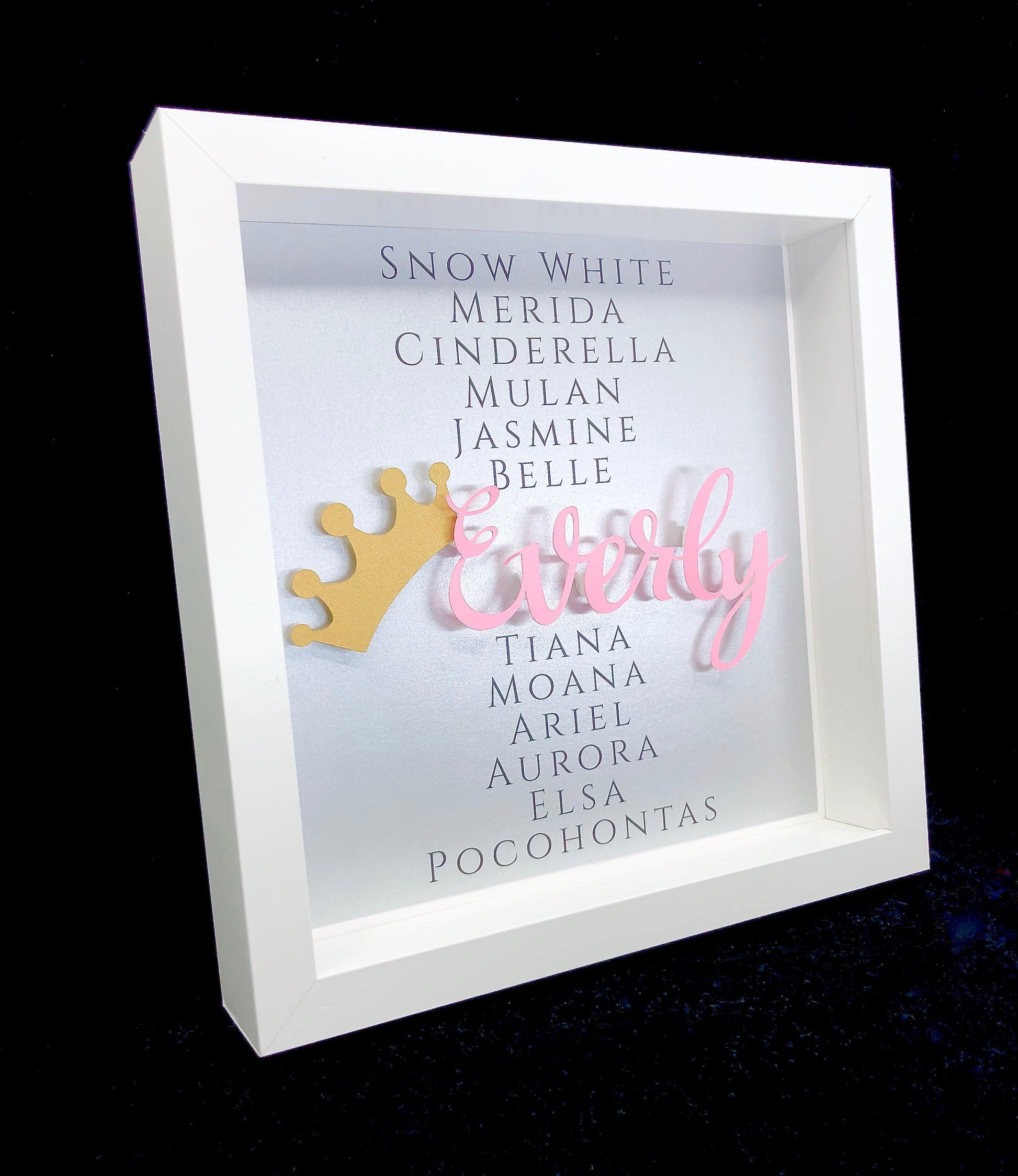 Personalized Princess Name Frame, Personalized Baby Girl Princess Art, Princess Nursery Decor, Baby Girl Princess Shower Gift, Baby Tiara