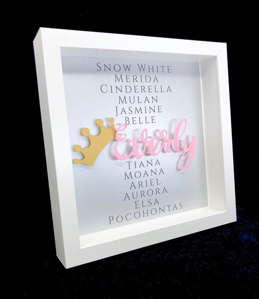 Personalized Princess Name Frame, Personalized Baby Girl Princess Art, Princess Nursery Decor, Baby Girl Princess Shower Gift, Baby Tiara