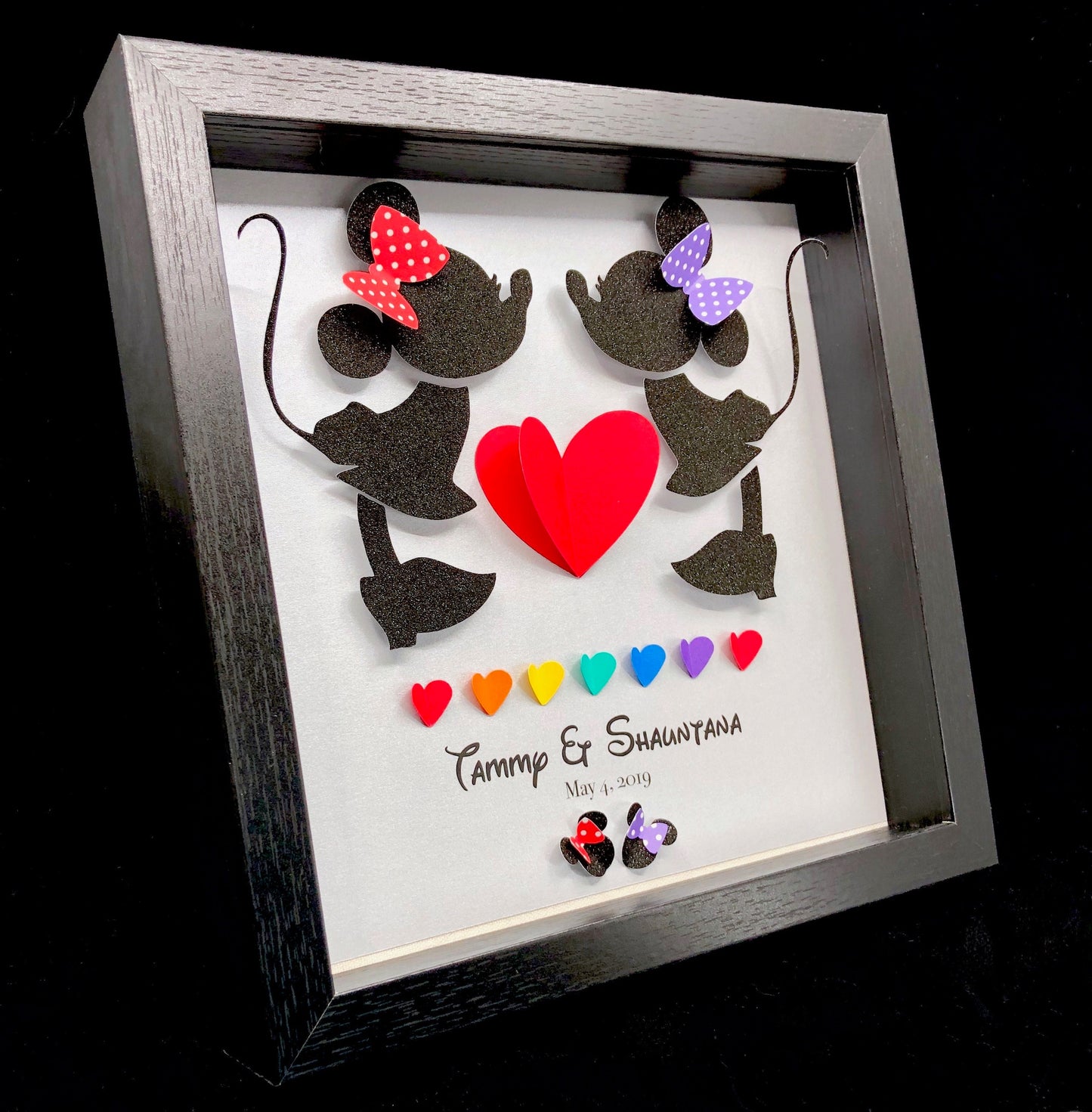 Personalized Same Sex LGBTQ Minnie and Minnie Mouse Wedding Gift, Paper Anniversary Gift, 1st Anniversary Rainbow Art, Mrs & Mrs, Mr and Mr