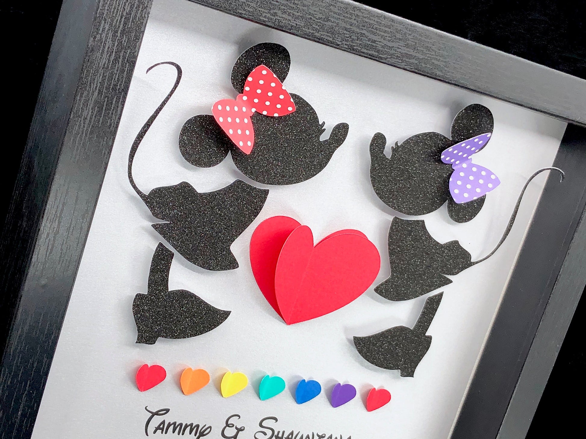 Personalized Same Sex LGBTQ Minnie and Minnie Mouse Wedding Gift, Paper Anniversary Gift, 1st Anniversary Rainbow Art, Mrs & Mrs, Mr and Mr